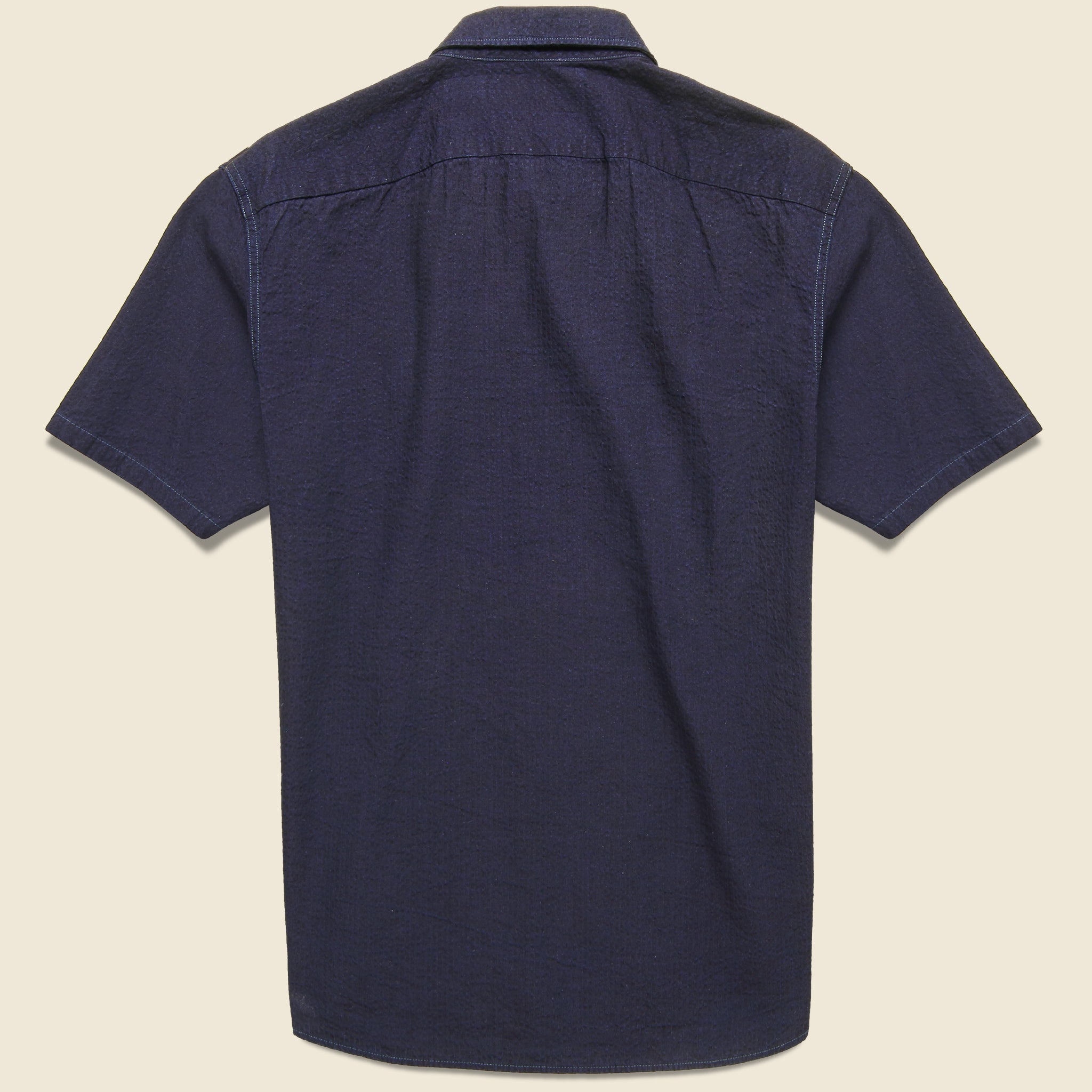 Indigo Seersucker Camp Shirt - Dark Indigo - RRL - STAG Provisions - Tops - S/S Woven - Other Pattern