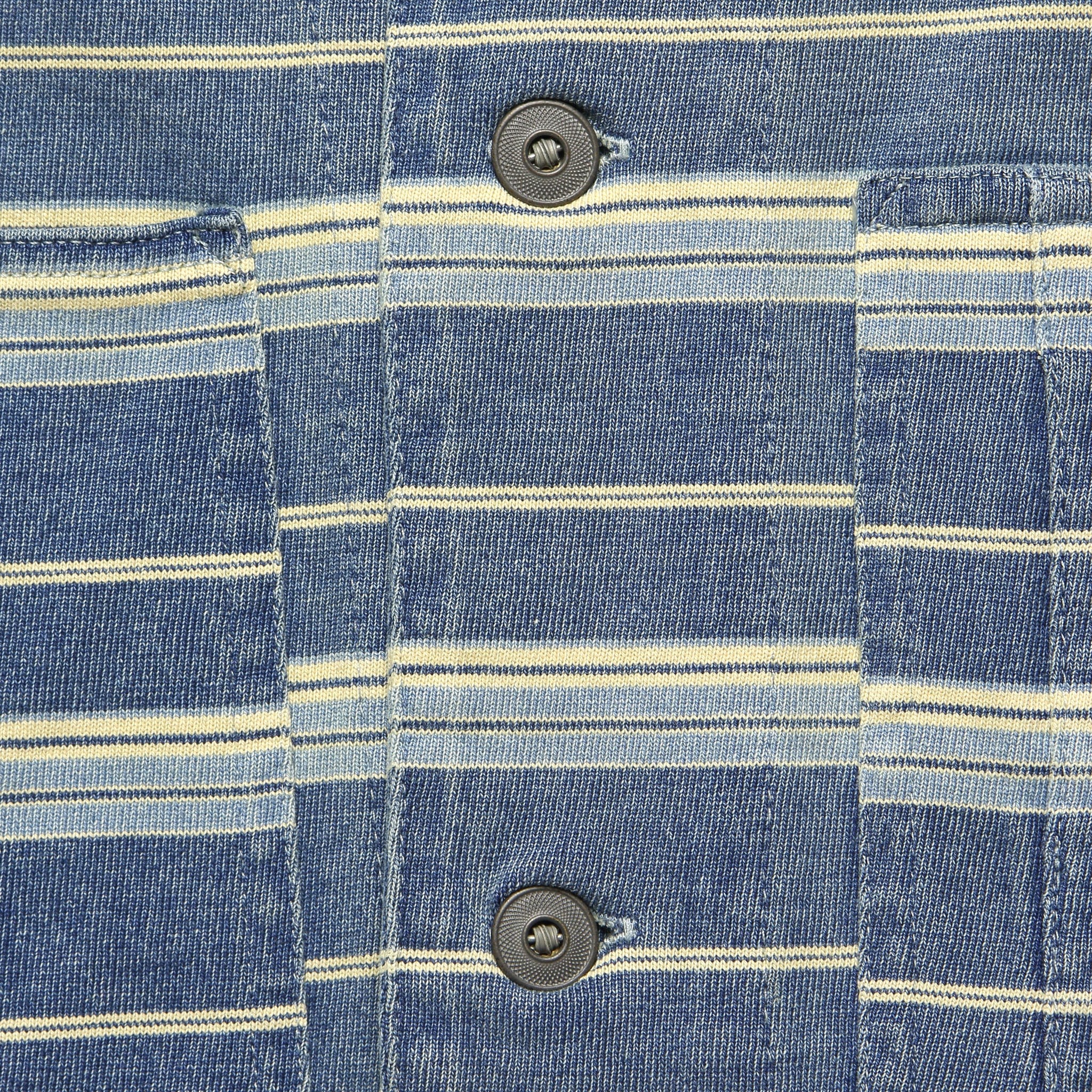 
                          Striped Guayabera Camp Shirt - Indigo Stripe - RRL - STAG Provisions - Tops - S/S Woven - Stripe
                        