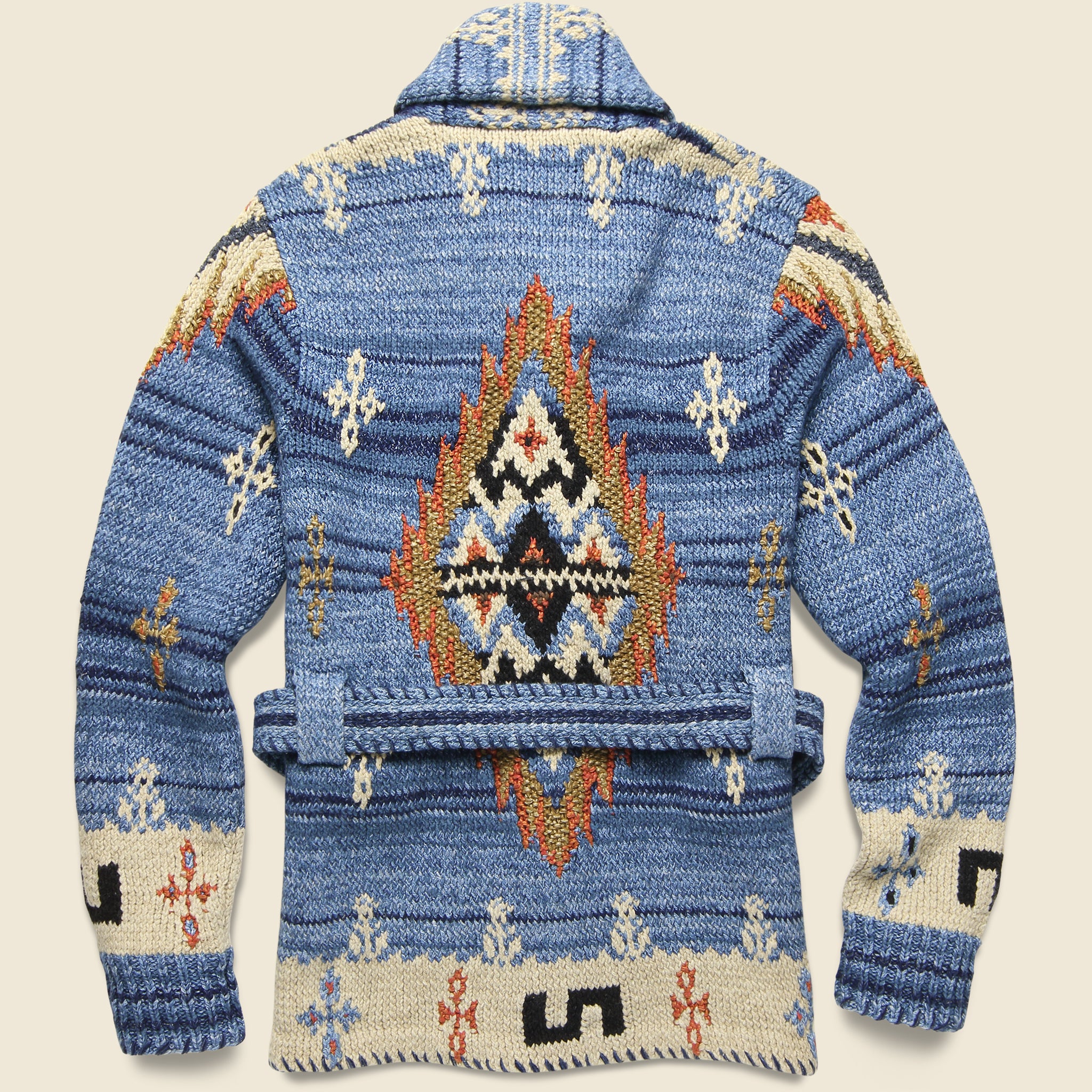 Hand-Knit Indigo Ranch Cardigan - Indigo/Cream - RRL - STAG Provisions - Tops - Sweater