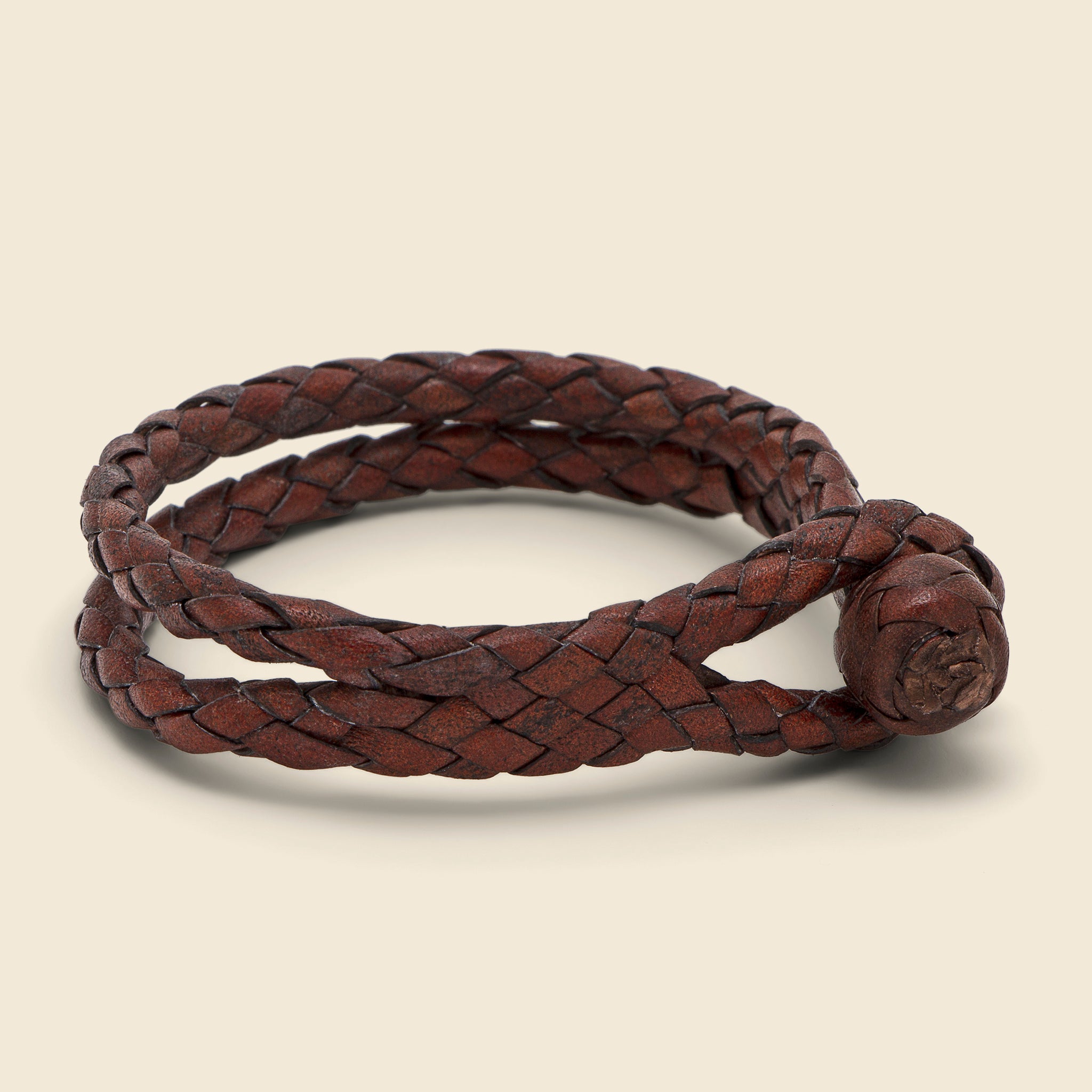 
                          Braided Leather Cuff - Brown - RRL - STAG Provisions - Accessories - Cuffs
                        