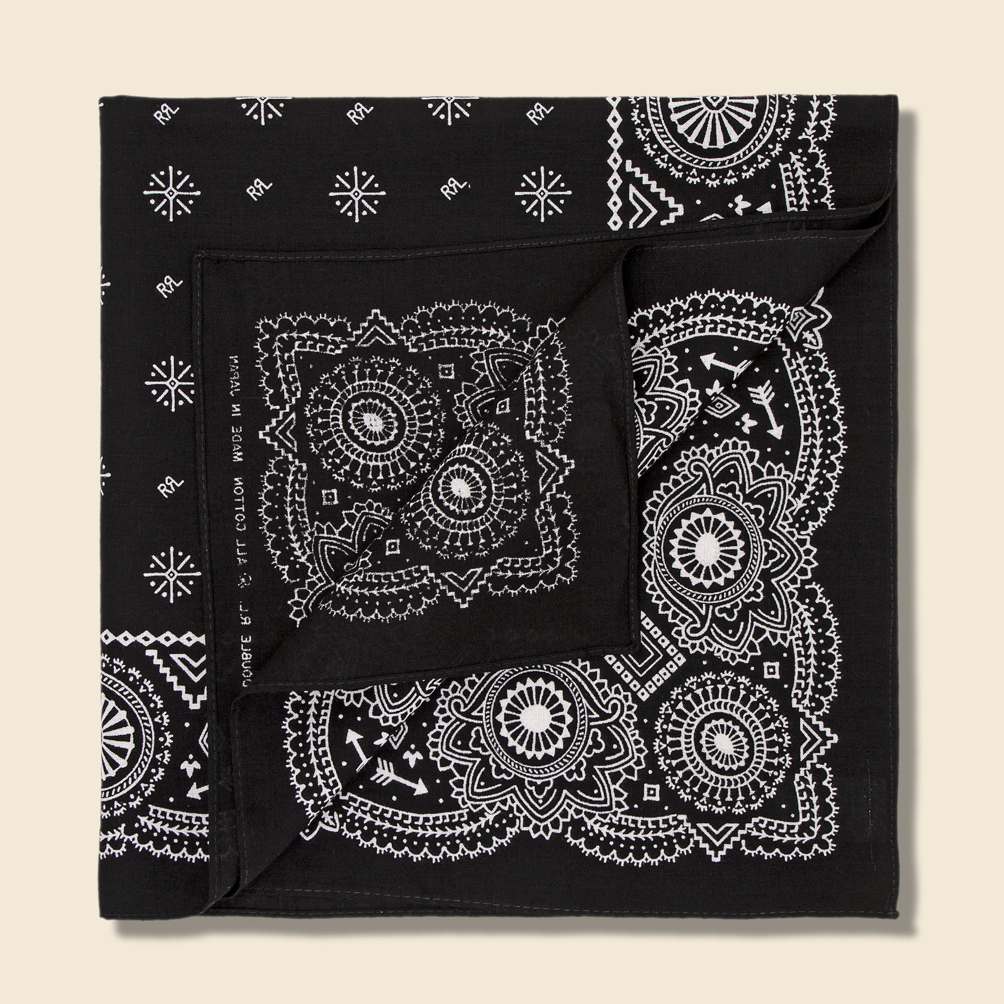 
                          Logo-Motif Bandana - Black/Cream - RRL - STAG Provisions - Accessories - Bandanas
                        