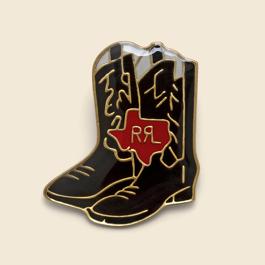 RRL Cowboy Boot Enameled Pin - Black/Red/Silver