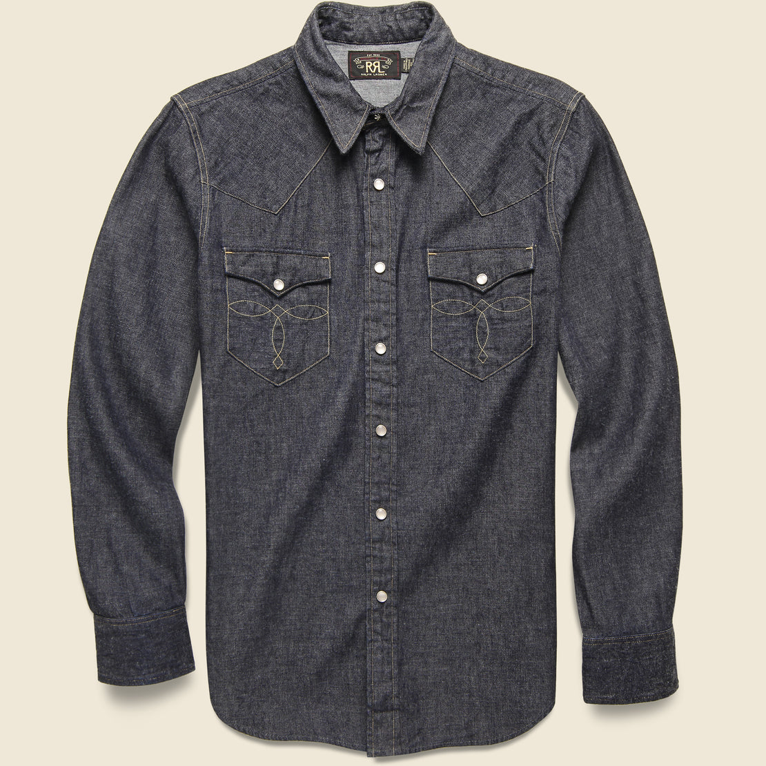 Men's Denim Western Snap Front Shirt in Rinse