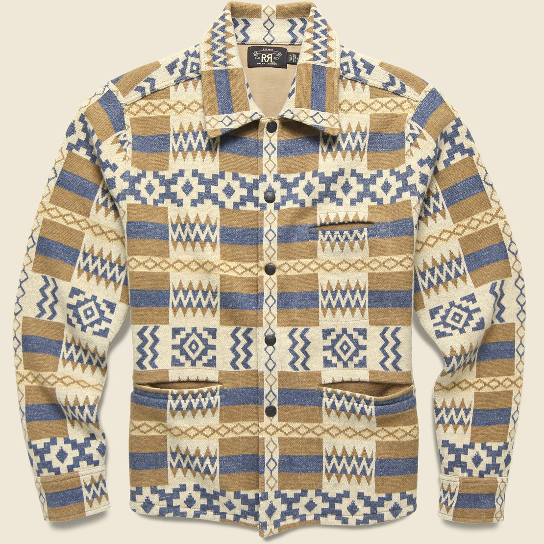 RRL Sweater Workshirt - Brown Cream Multi