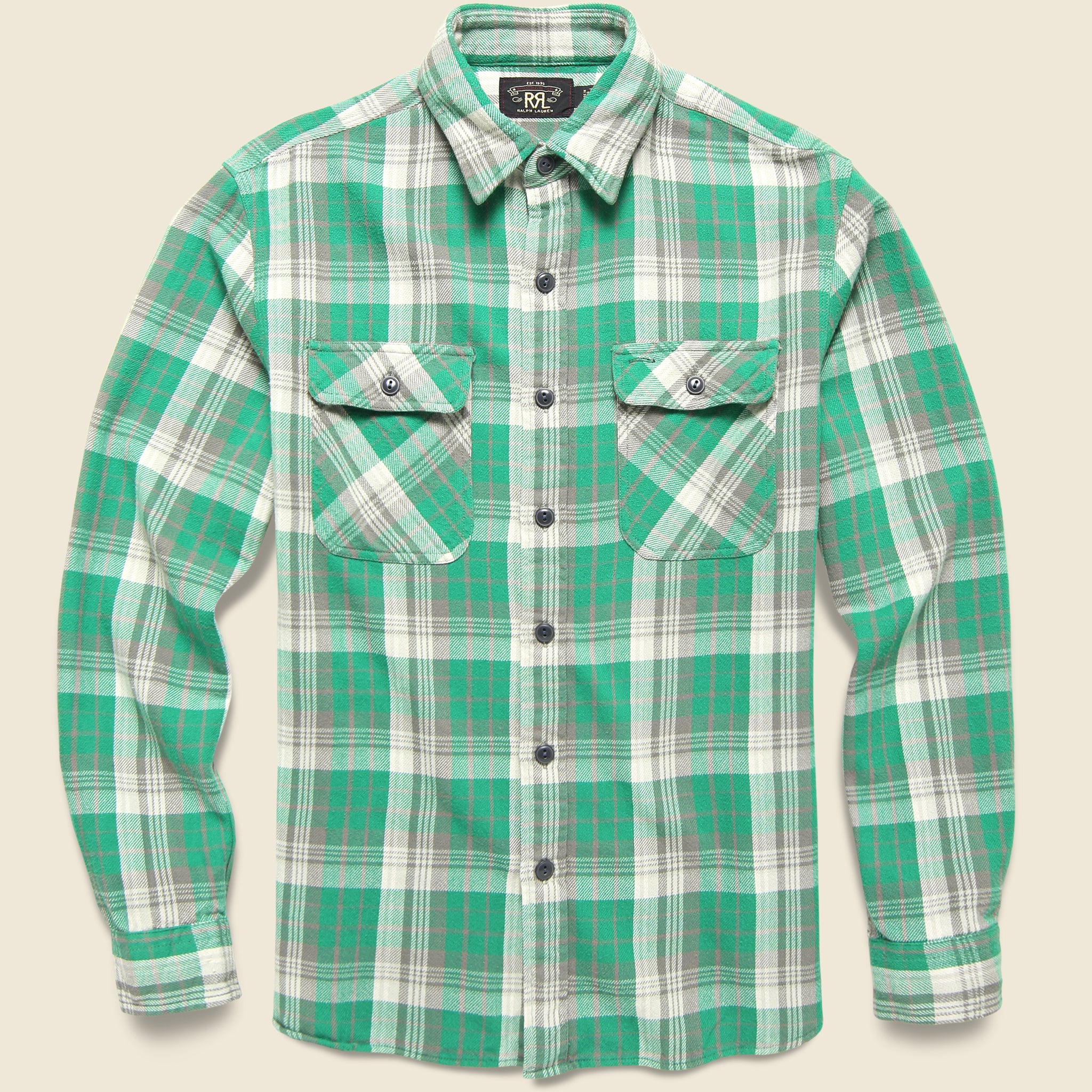 Plaid Twill Matlock Workshirt - Green/Grey - RRL - STAG Provisions - Tops - L/S Woven - Plaid