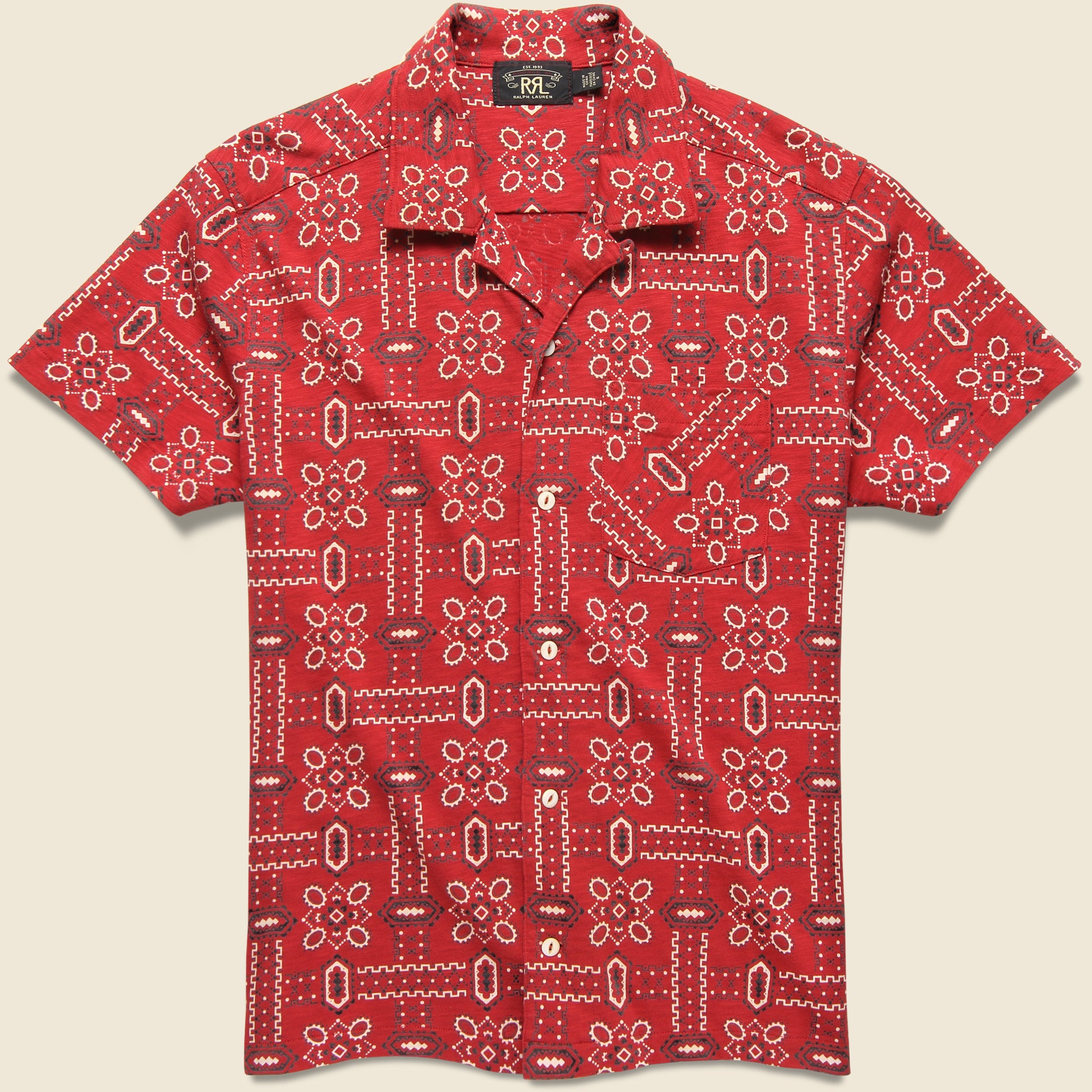 Bandana Print Knit Camp Shirt - Red/Multi - RRL - STAG Provisions - Tops - S/S Woven - Other Pattern