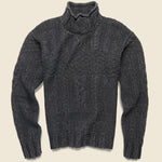 Roll Neck Cable Knit Sweater - Black Indigo - RRL - STAG Provisions - Tops - Sweater