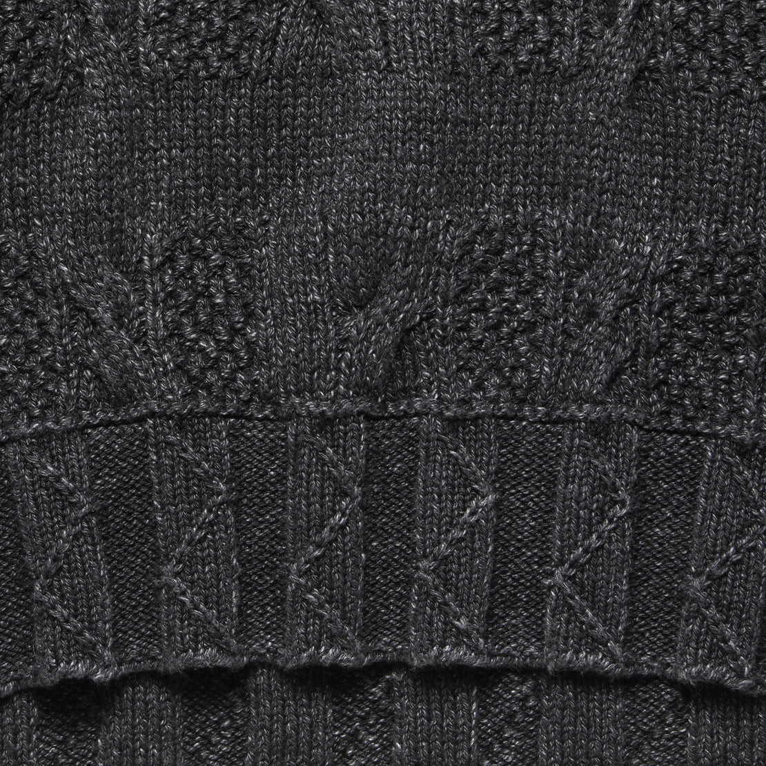 Roll Neck Cable Knit Sweater - Black Indigo - RRL - STAG Provisions - Tops - Sweater