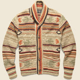 Hand-Knit Linen-Blend Cardigan - Tan Multi - RRL - STAG Provisions - Tops - Sweater