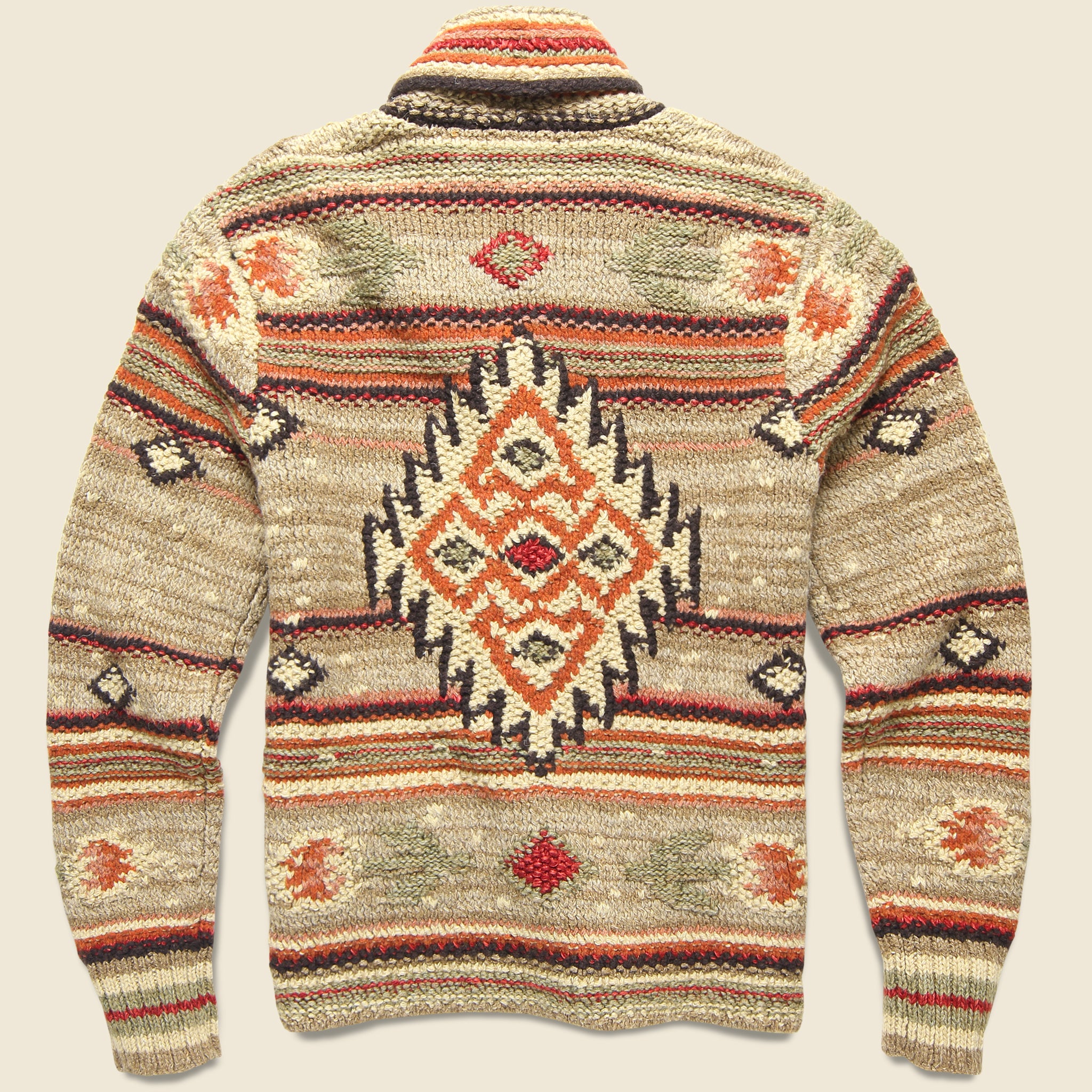 Hand-Knit Linen-Blend Cardigan - Tan Multi - RRL - STAG Provisions - Tops - Sweater