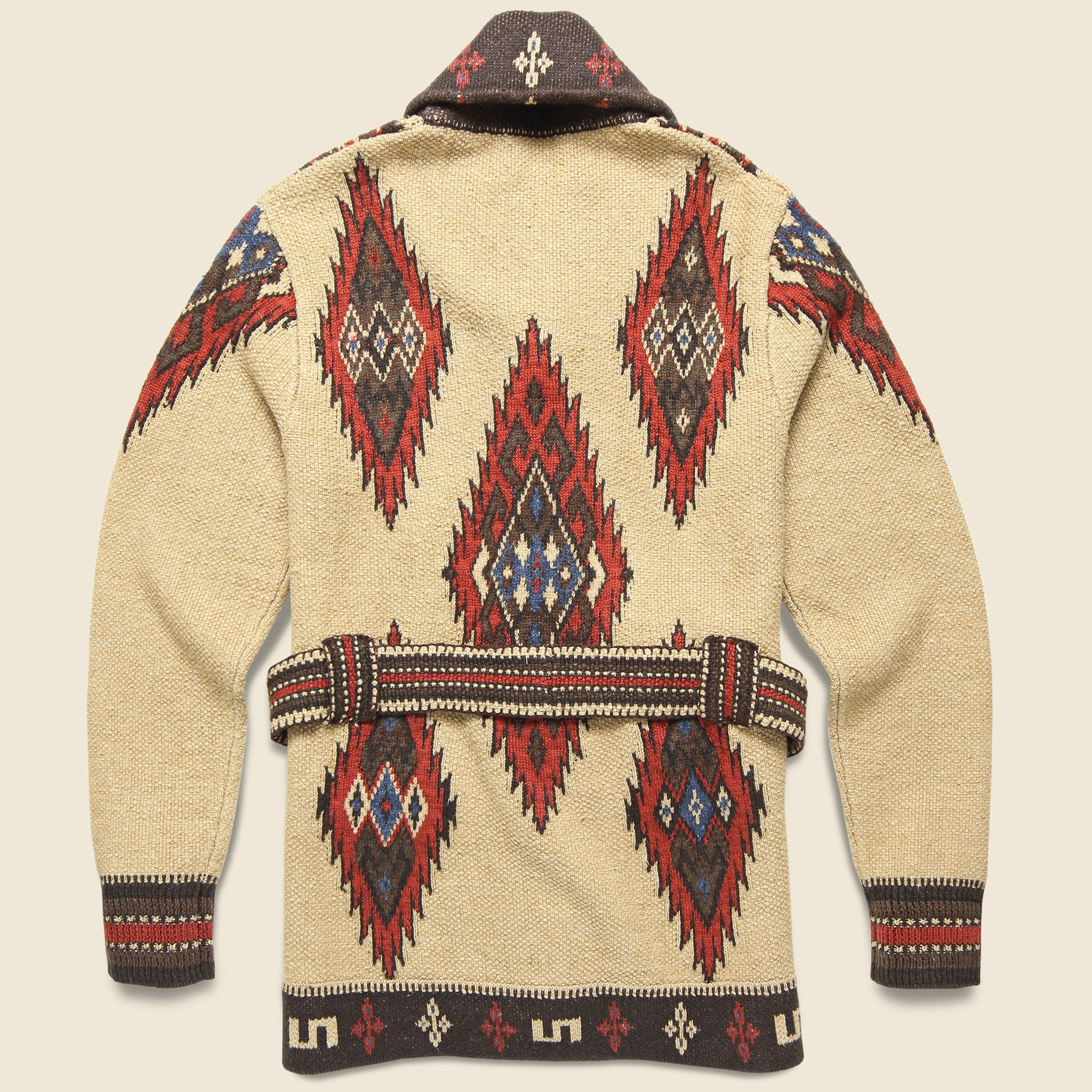 Linen-Blend Belted Cardigan - Tan/Brown/Red Mutli - RRL - STAG Provisions - Tops - Sweater