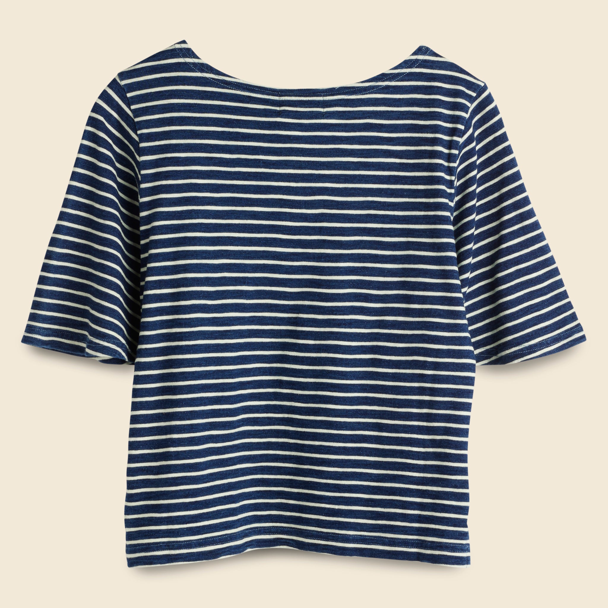 
                          Boat Neck Tee - Indigo/Greige Stripe - RRL - STAG Provisions - W - Tops - S/S Tee
                        