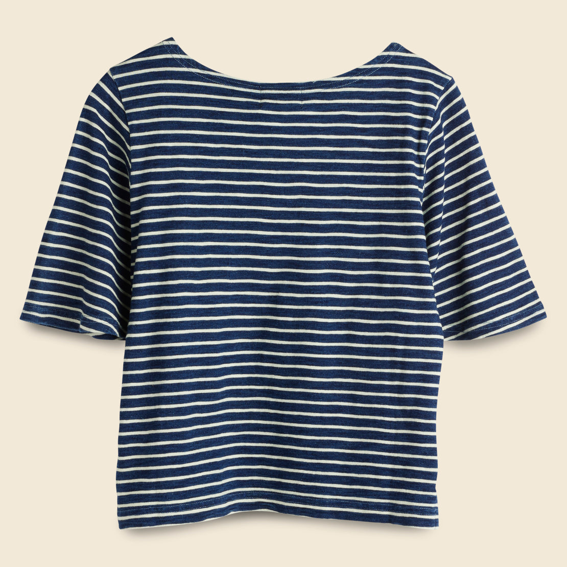 Boat Neck Tee - Indigo/Greige Stripe - RRL - STAG Provisions - W - Tops - S/S Tee