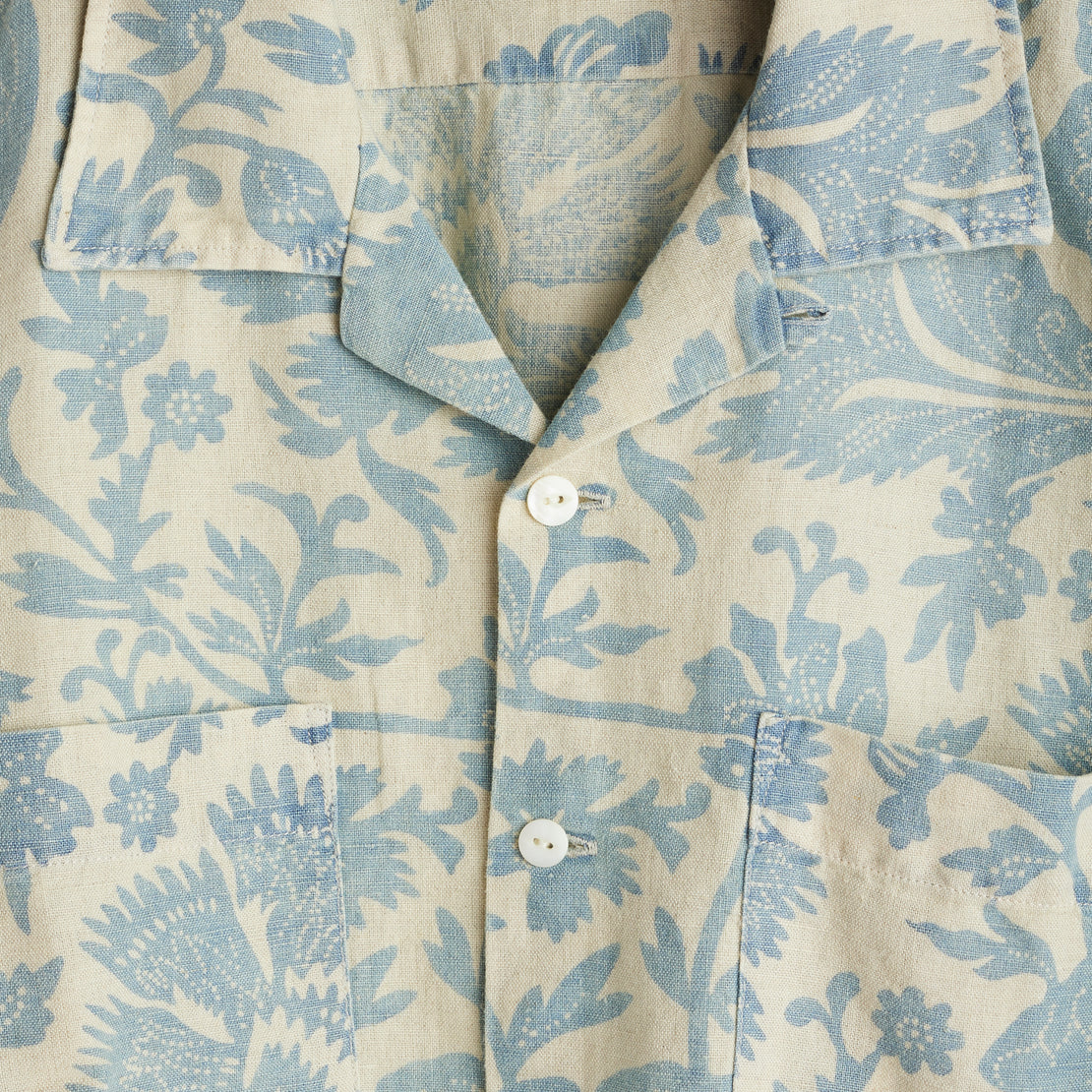 Tierney Camp Shirt - Cream/Indigo - RRL - STAG Provisions - W - Tops - S/S Woven