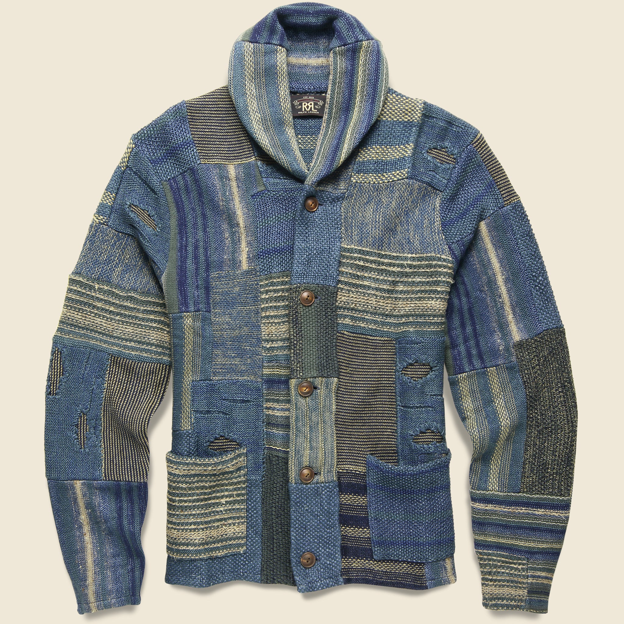 Patchwork Shawl Cardigan - Indigo Multi - RRL - STAG Provisions - Tops - Sweater