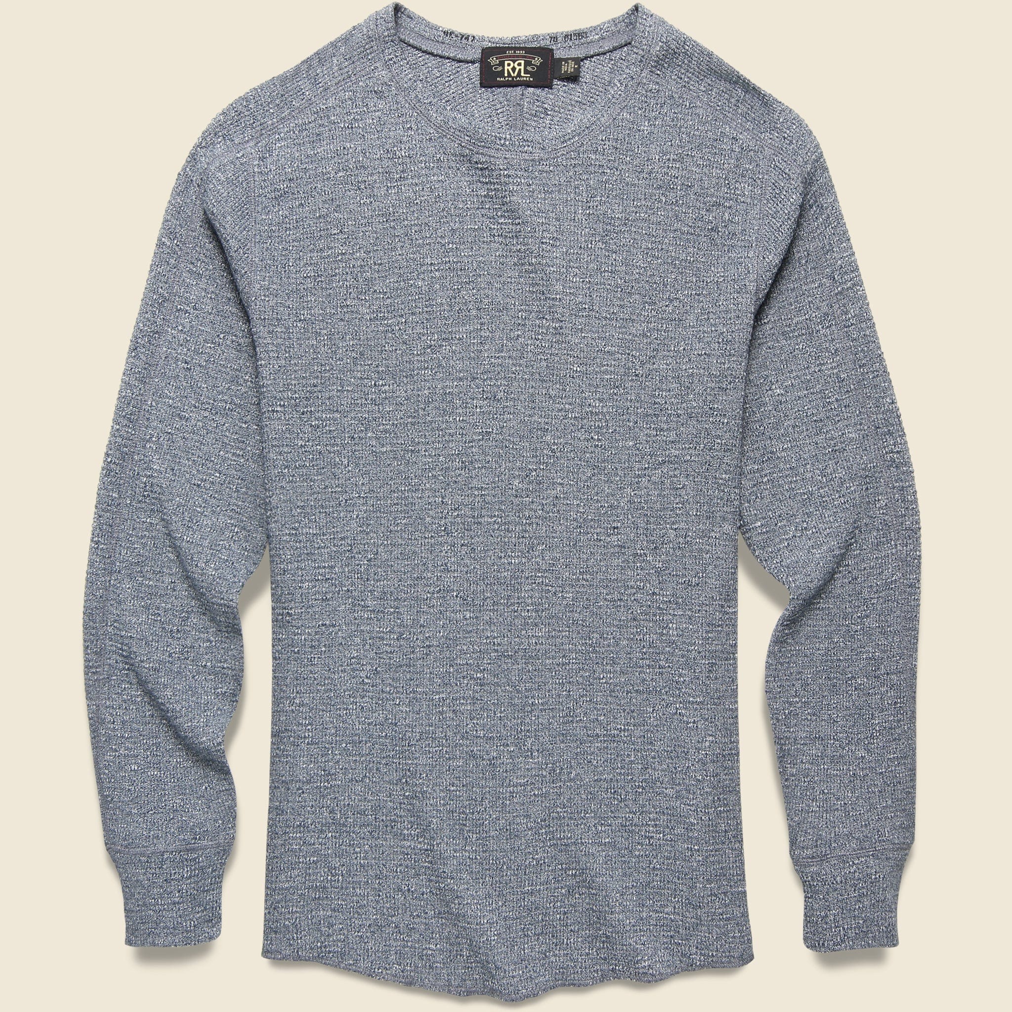 Waffle Crewneck Shirt - Blue Heather - RRL - STAG Provisions - Tops - L/S Knit