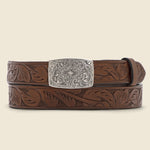 Coleman Tooled Leather Belt - Brown - RRL - STAG Provisions - Accessories - Belts