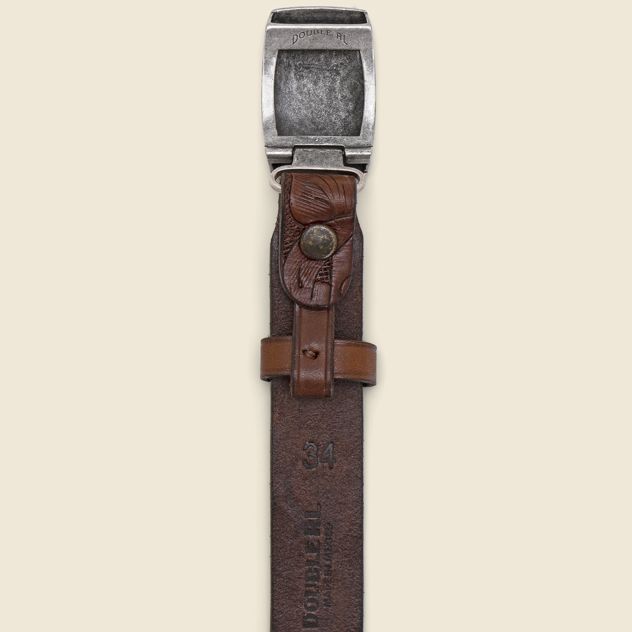 
                          Coleman Tooled Leather Belt - Brown - RRL - STAG Provisions - Accessories - Belts
                        