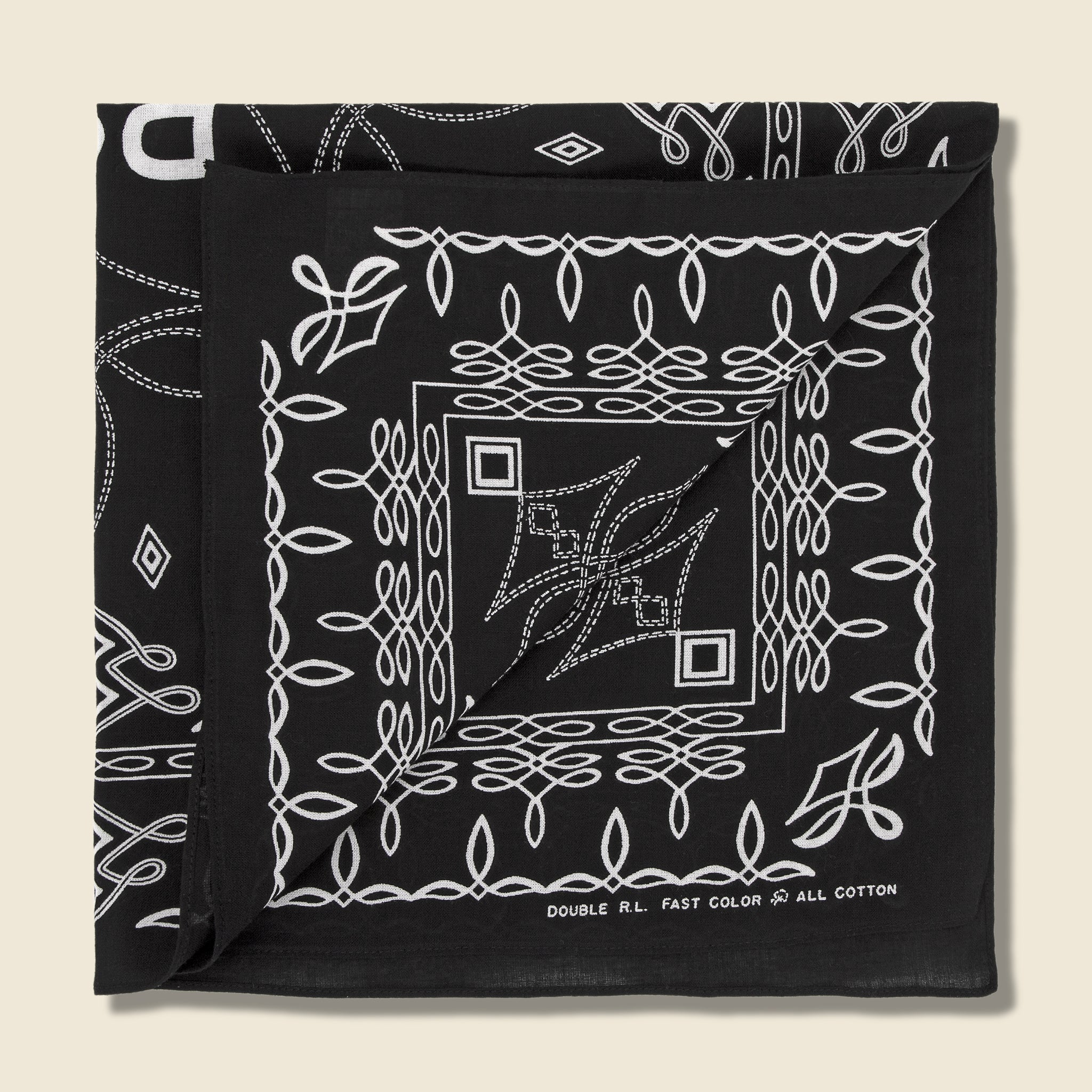 Rios Bandana - Black/Cream - RRL - STAG Provisions - Accessories - Bandanas