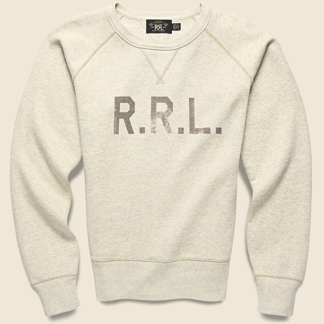 RRL Double V Logo Graphic Sweatshirt - Oatmeal Heather