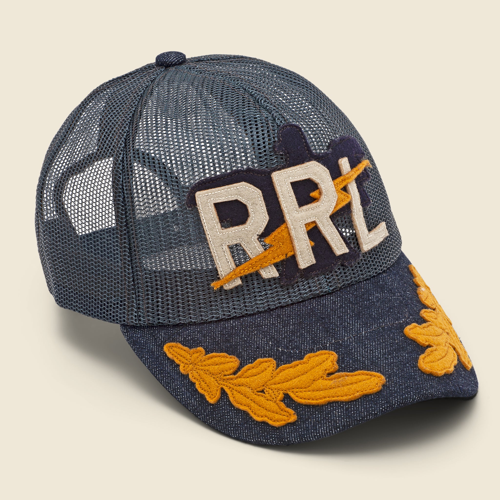 Mesh Trucker Hat - Navy/Indigo/Gold - RRL - STAG Provisions - Accessories - Hats