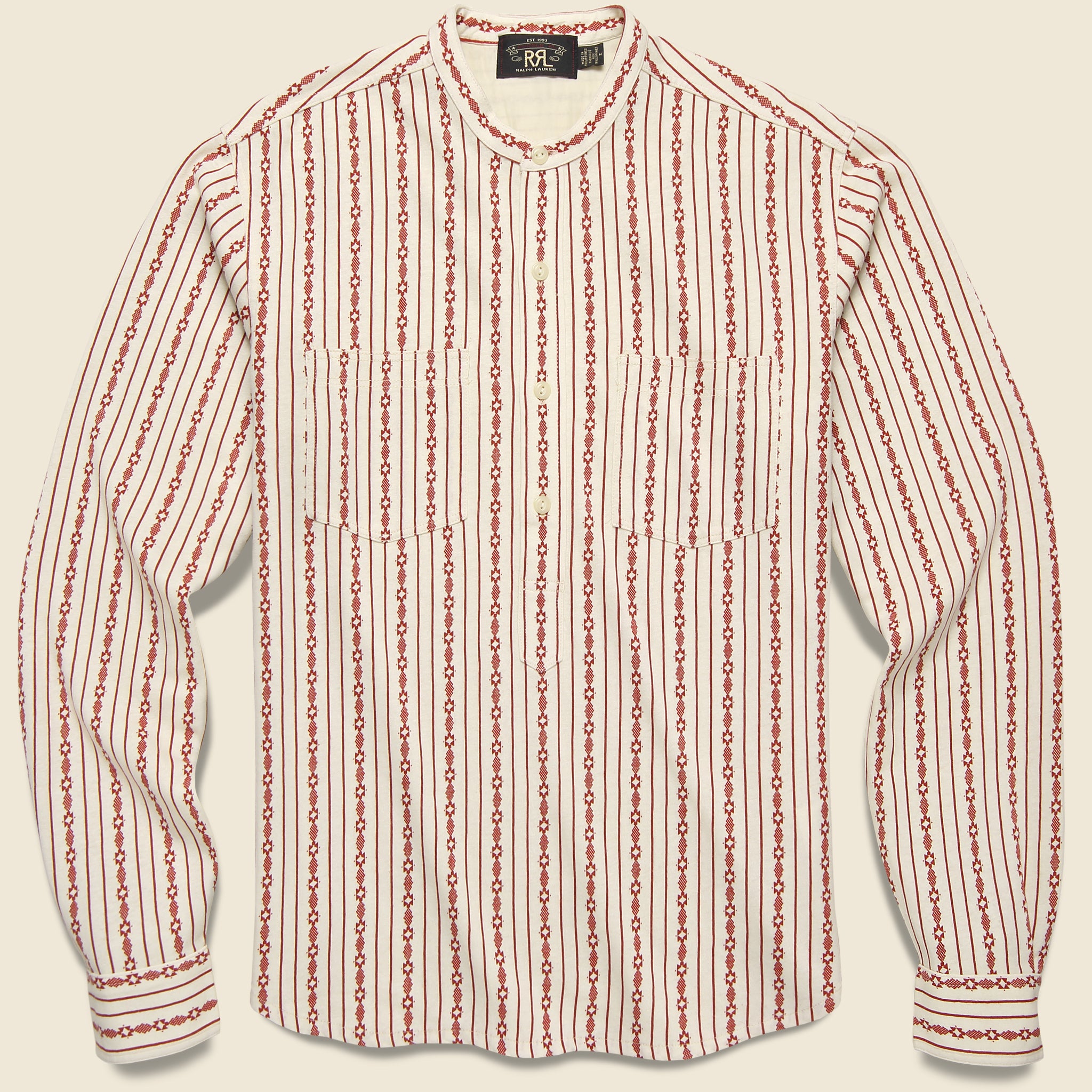 Printed Jersey Pullover - Red/Cream - RRL - STAG Provisions - Tops - L/S Knit