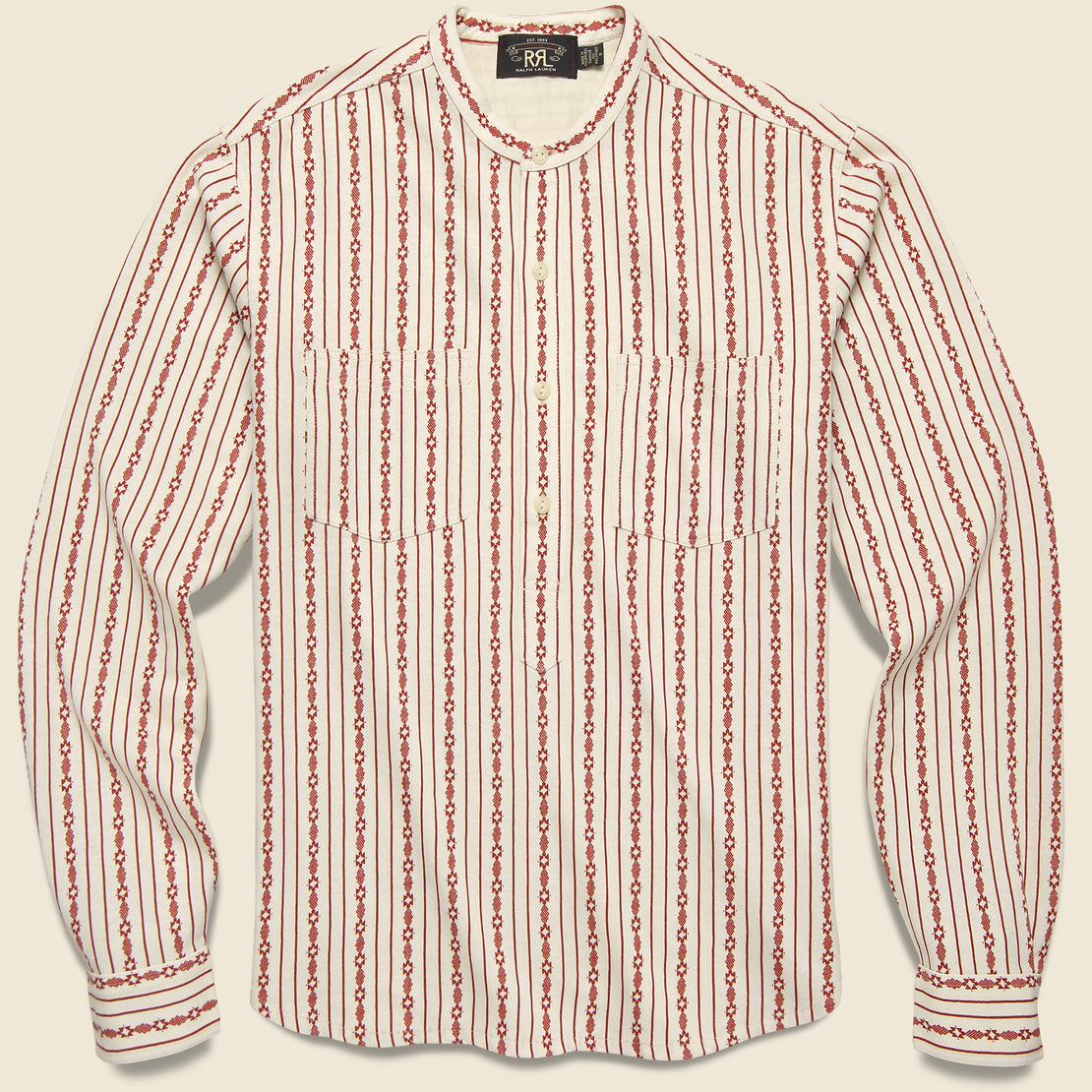 RRL Printed Jersey Pullover - Red/Cream