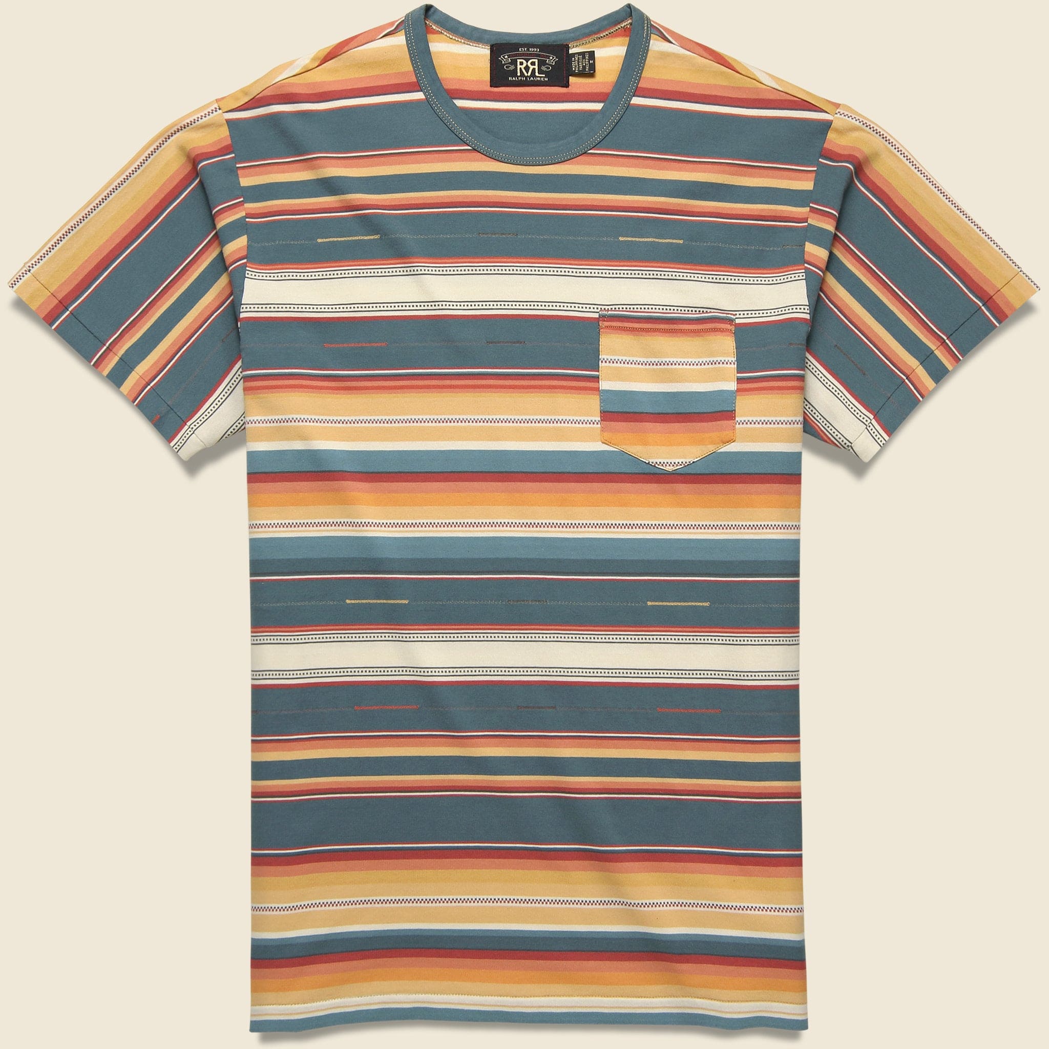 Southwest Stripe Pocket Tee - Turquoise/Red/Cream/Multi - RRL - STAG Provisions - Tops - S/S Tee
