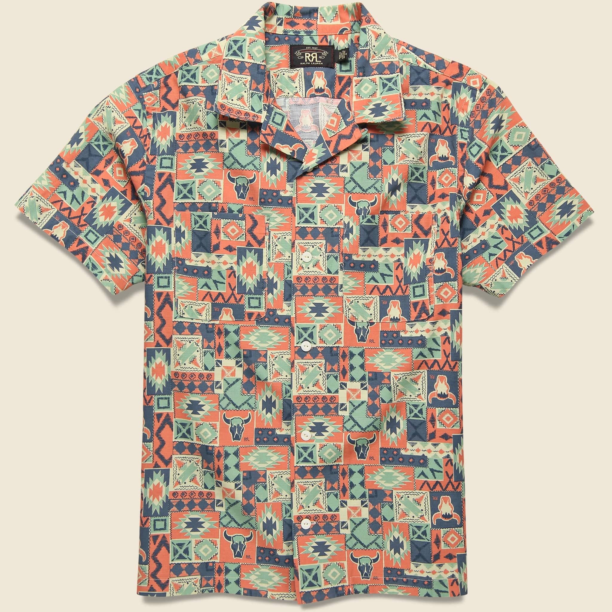 Western Print Camp Shirt - Teal/Multi - RRL - STAG Provisions - Tops - S/S Woven - Other Pattern