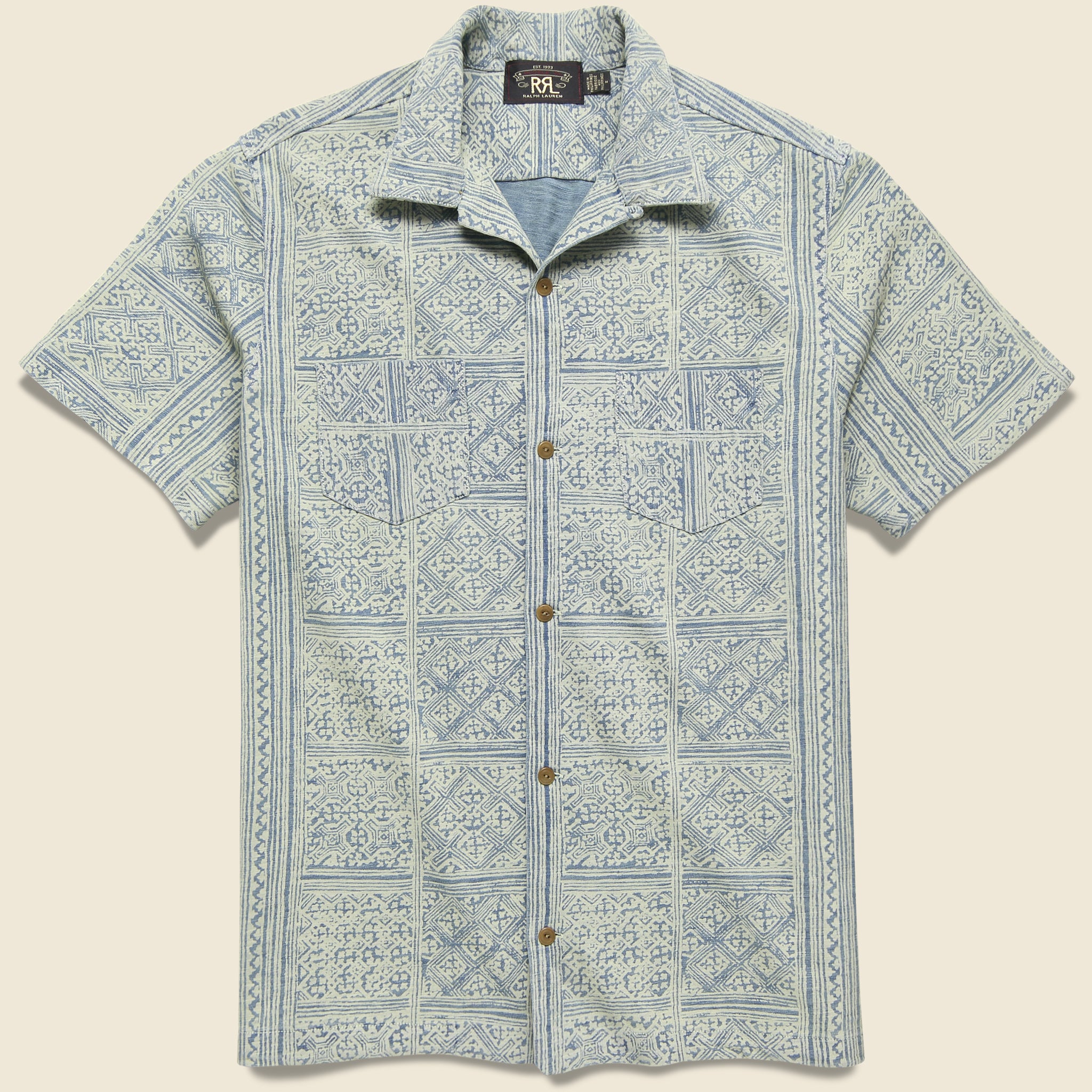 Bandana Print Jersey Camp Shirt - Indigo/Cream - RRL - STAG Provisions - Tops - S/S Woven - Other Pattern