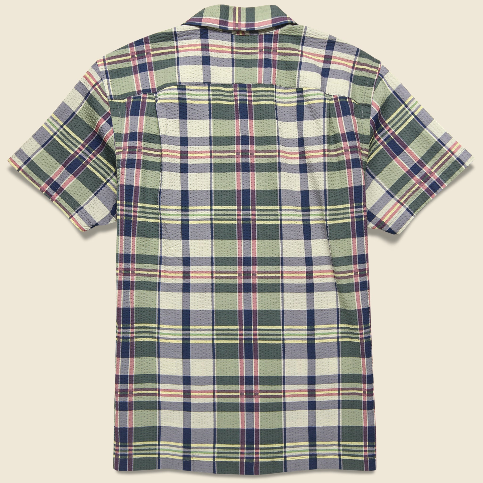 Madras Seersucker Camp Shirt - Green/Cream - RRL - STAG Provisions - Tops - S/S Woven - Seersucker