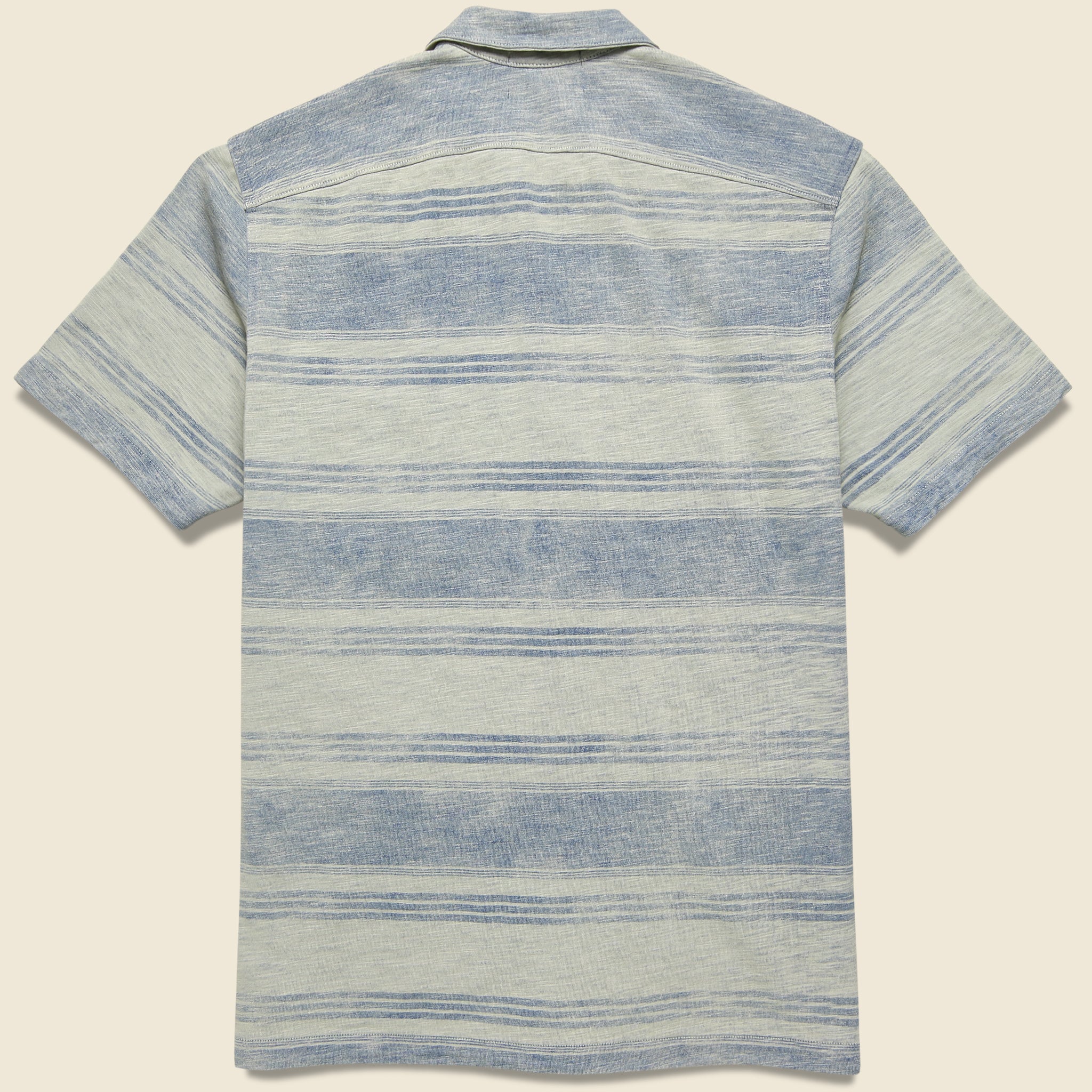 
                          3 Pocket Jersey Camp Shirt - Indigo/Cream Stripe - RRL - STAG Provisions - Tops - S/S Woven - Stripe
                        