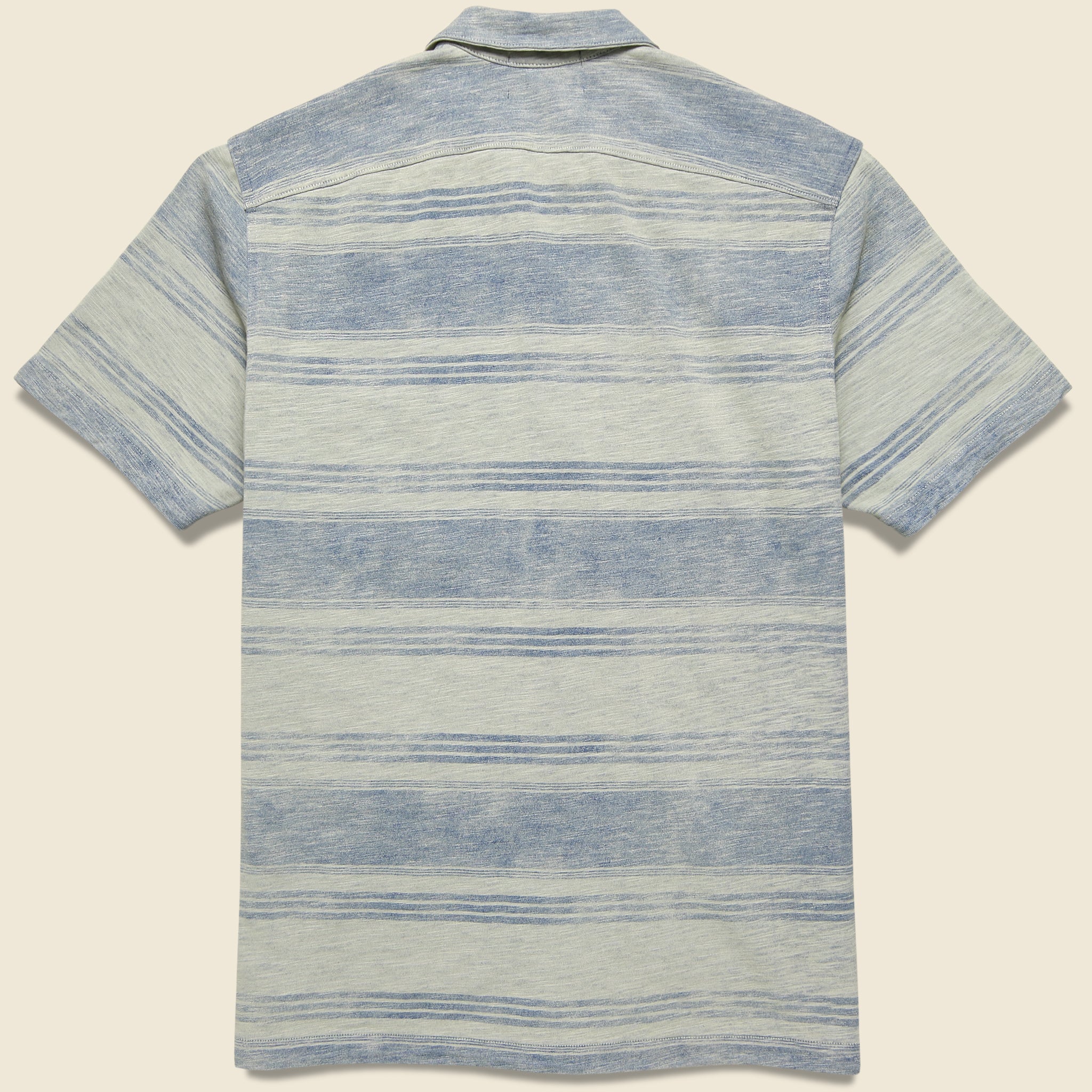 3 Pocket Jersey Camp Shirt - Indigo/Cream Stripe - RRL - STAG Provisions - Tops - S/S Woven - Stripe