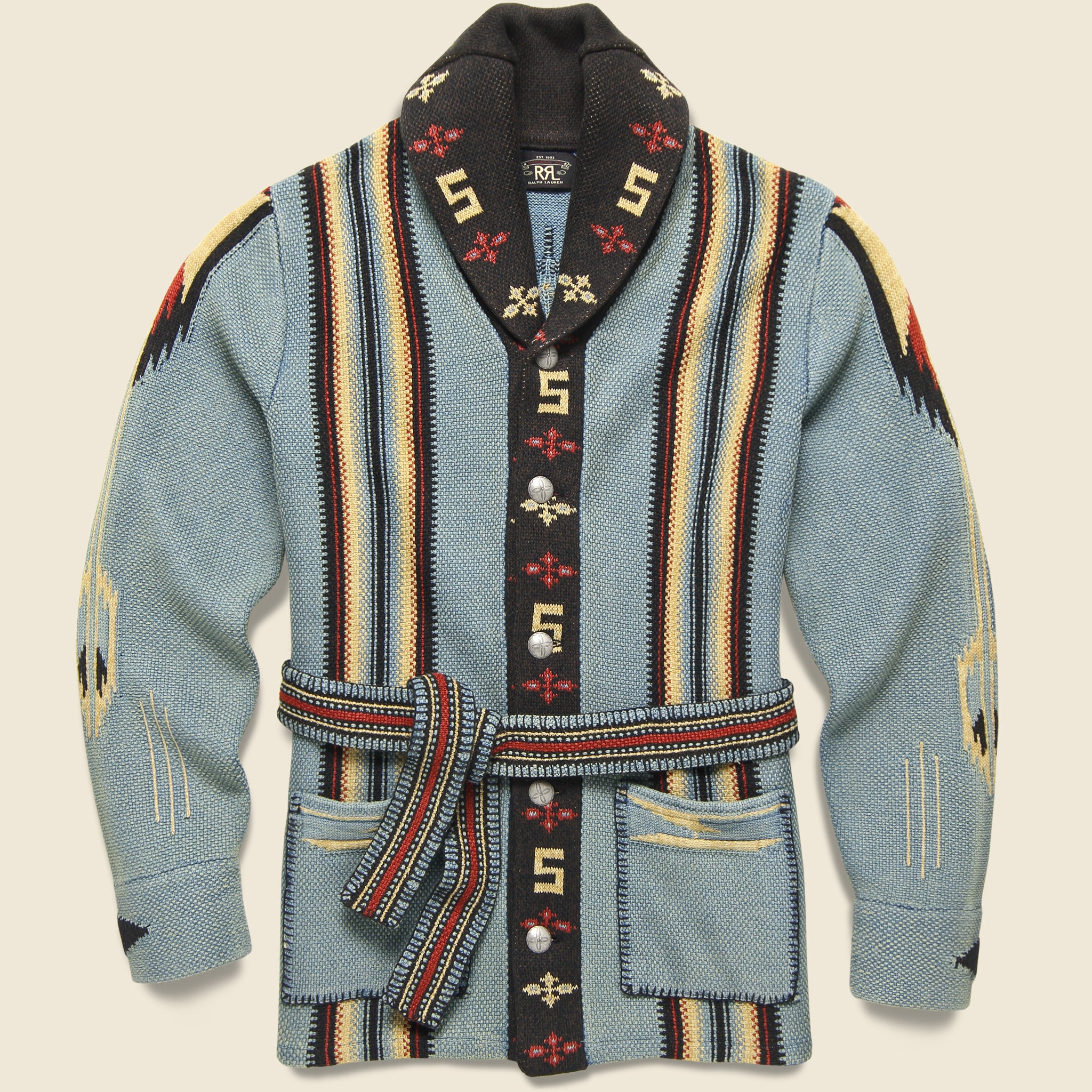 Ranch Shawl Cardigan - Indigo/Red/Multi - RRL - STAG Provisions - Tops - Sweater