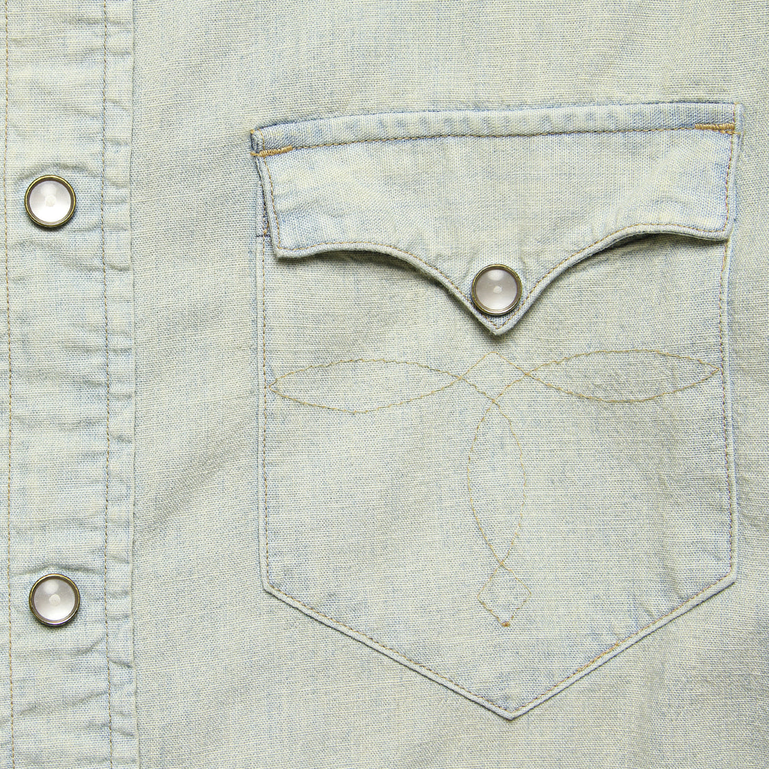 Slim Chambray Buffalo Western Shirt - Light Wash - RRL - STAG Provisions - Tops - L/S Woven - Solid
