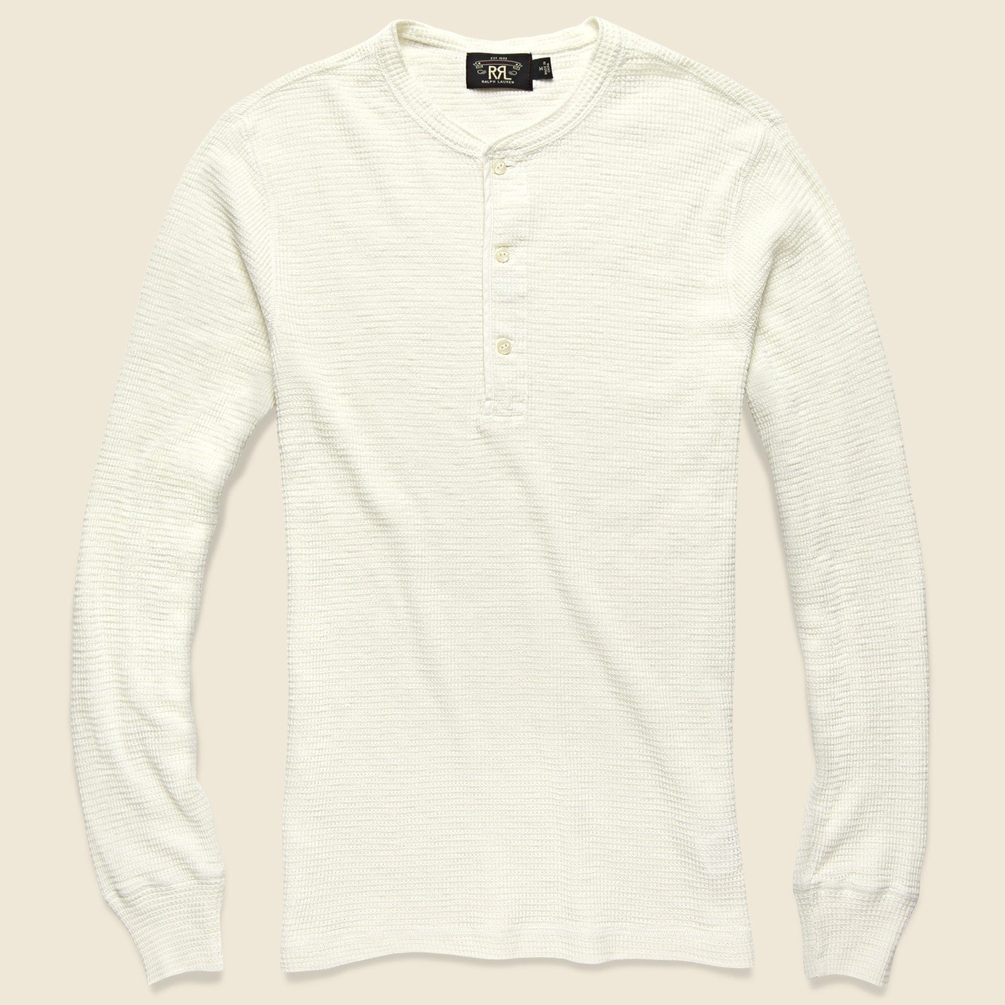 
                          RRL Waffle-Knit Henley - Paper White
                        