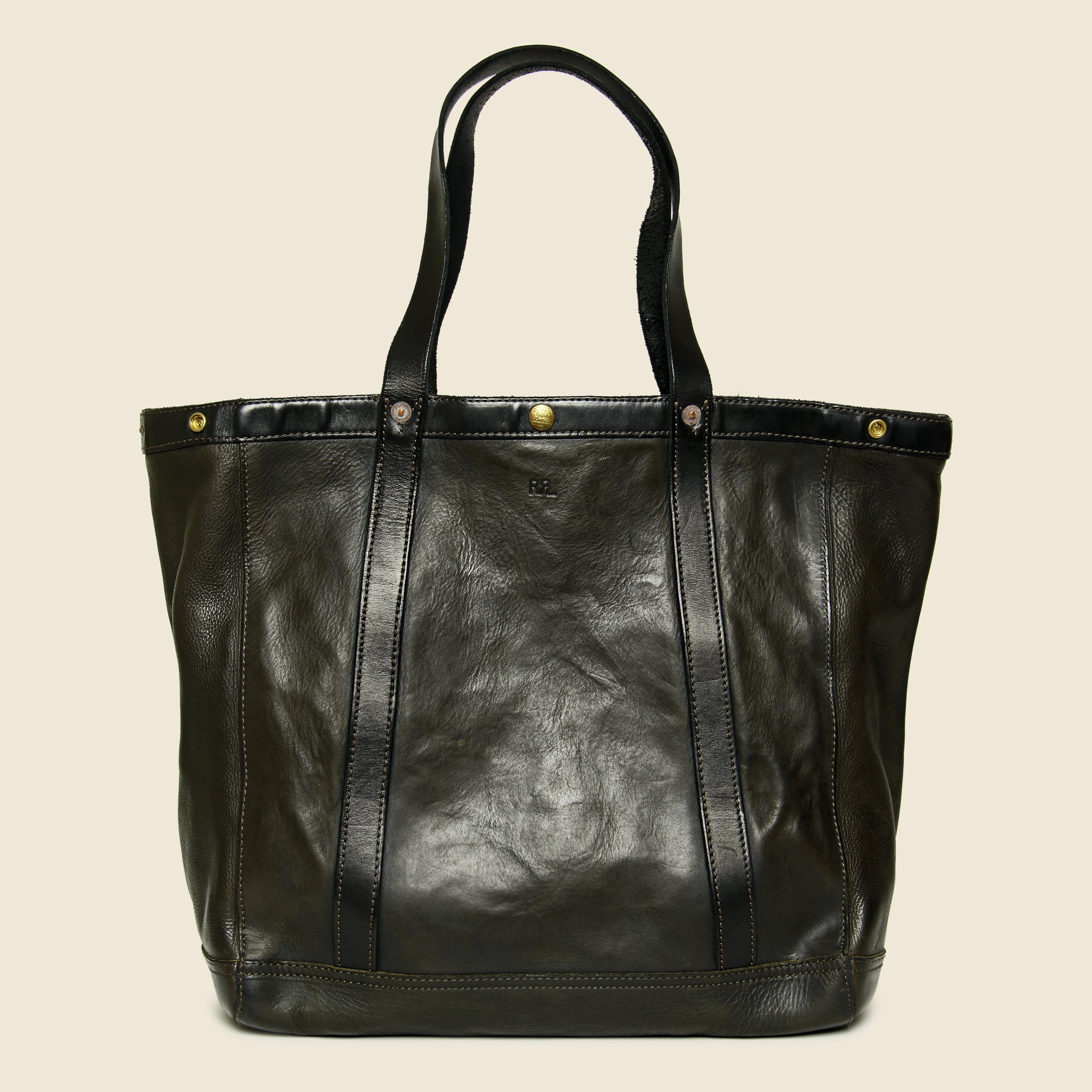 Leather Harris Tote Bag - Vintage Black - RRL - STAG Provisions - Accessories - Bags / Luggage