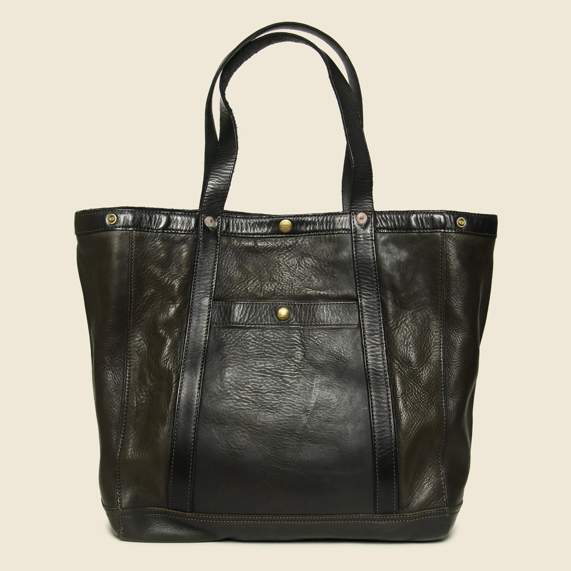 Leather Harris Tote Bag - Vintage Black - RRL - STAG Provisions - Accessories - Bags / Luggage