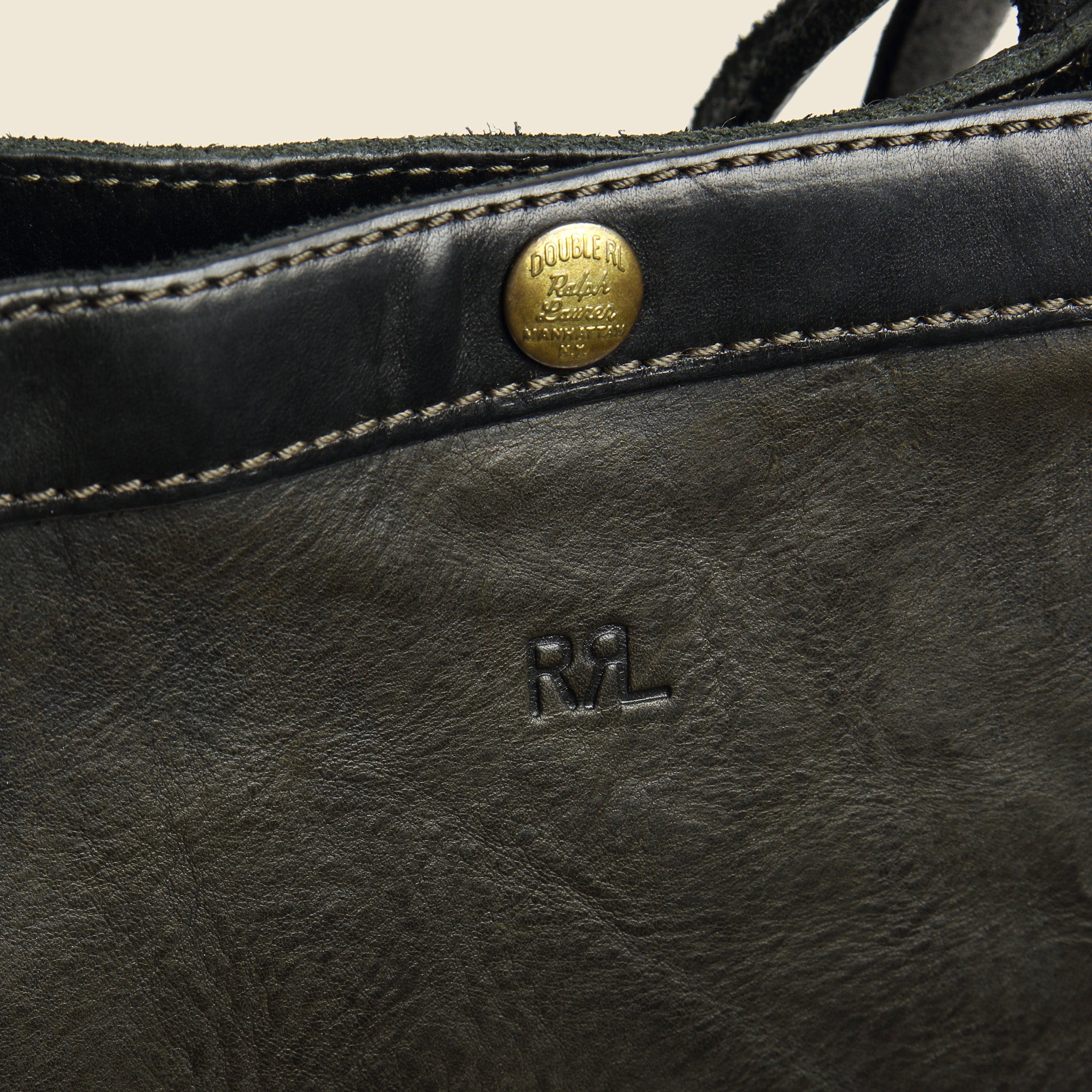 Leather Harris Tote Bag - Vintage Black - RRL - STAG Provisions - Accessories - Bags / Luggage
