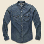 Slim Fit Denim Western Shirt - Dark Wash - RRL - STAG Provisions - Tops - L/S Woven - Solid