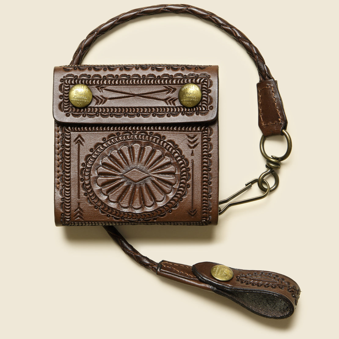 RRL Hand-Tooled Leather Rider Wallet - Saddle Brown