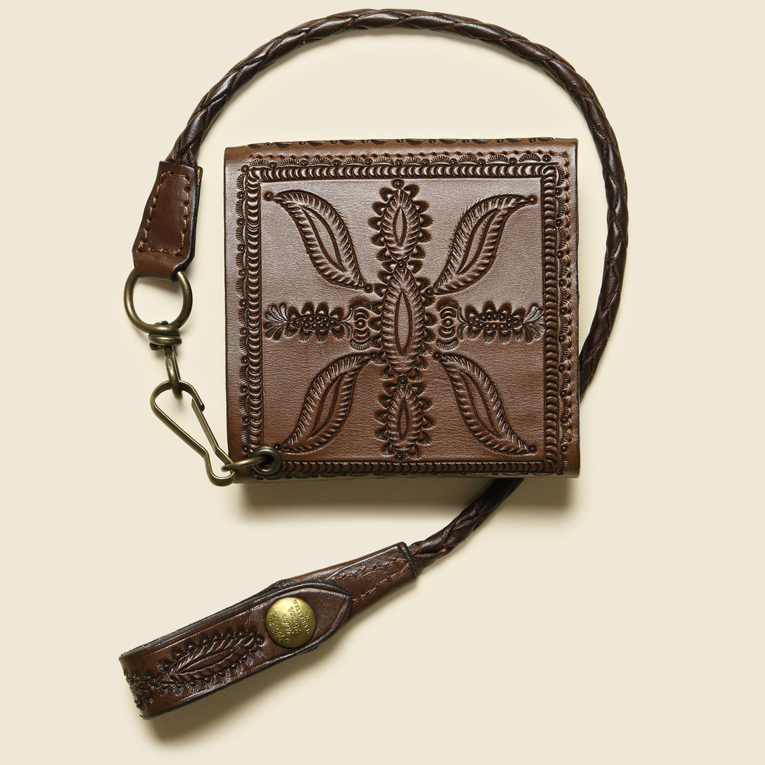 Hand-Tooled Leather Rider Wallet - Saddle Brown - RRL - STAG Provisions - Accessories - Wallets