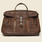 Hand-Tooled Leather Pecos Duffle Bag - Saddle Brown - RRL - STAG Provisions - Accessories - Bags / Luggage