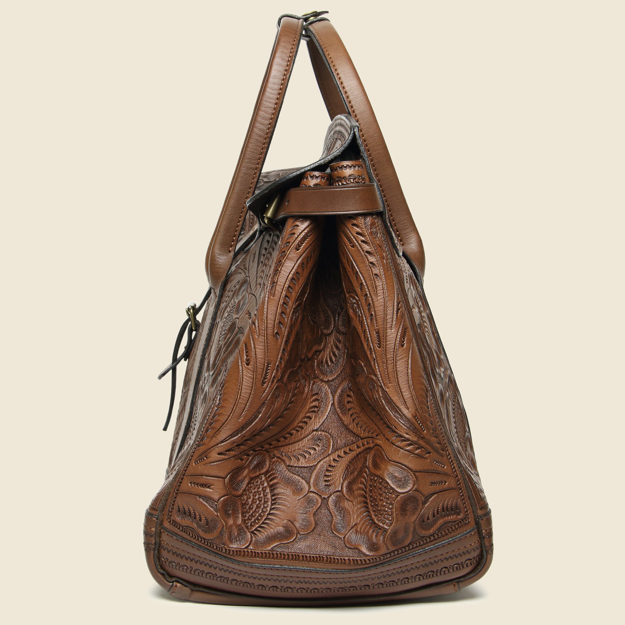 
                          Hand-Tooled Leather Pecos Duffle Bag - Saddle Brown - RRL - STAG Provisions - Accessories - Bags / Luggage
                        