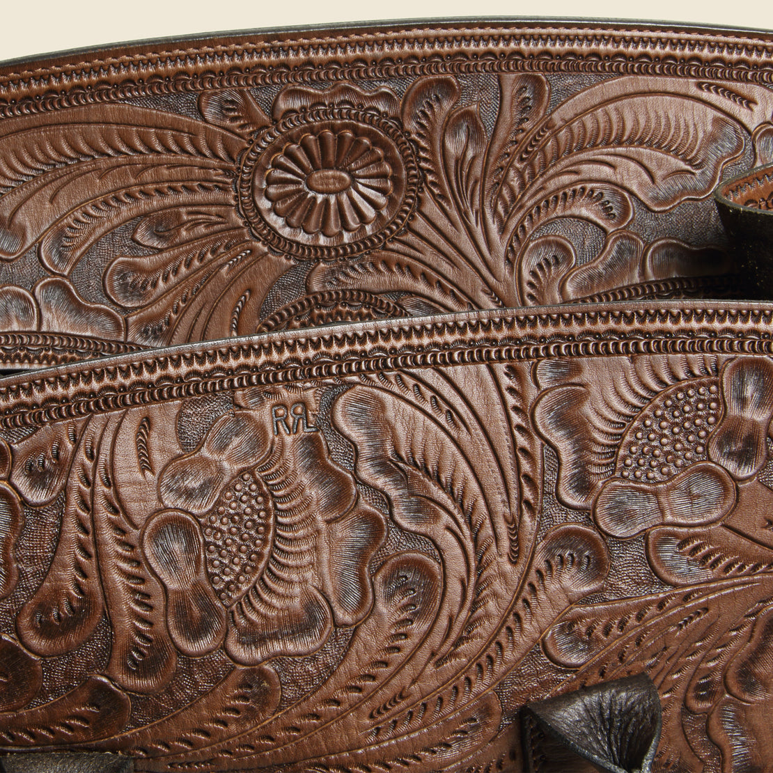Hand-Tooled Leather Pecos Duffle Bag - Saddle Brown