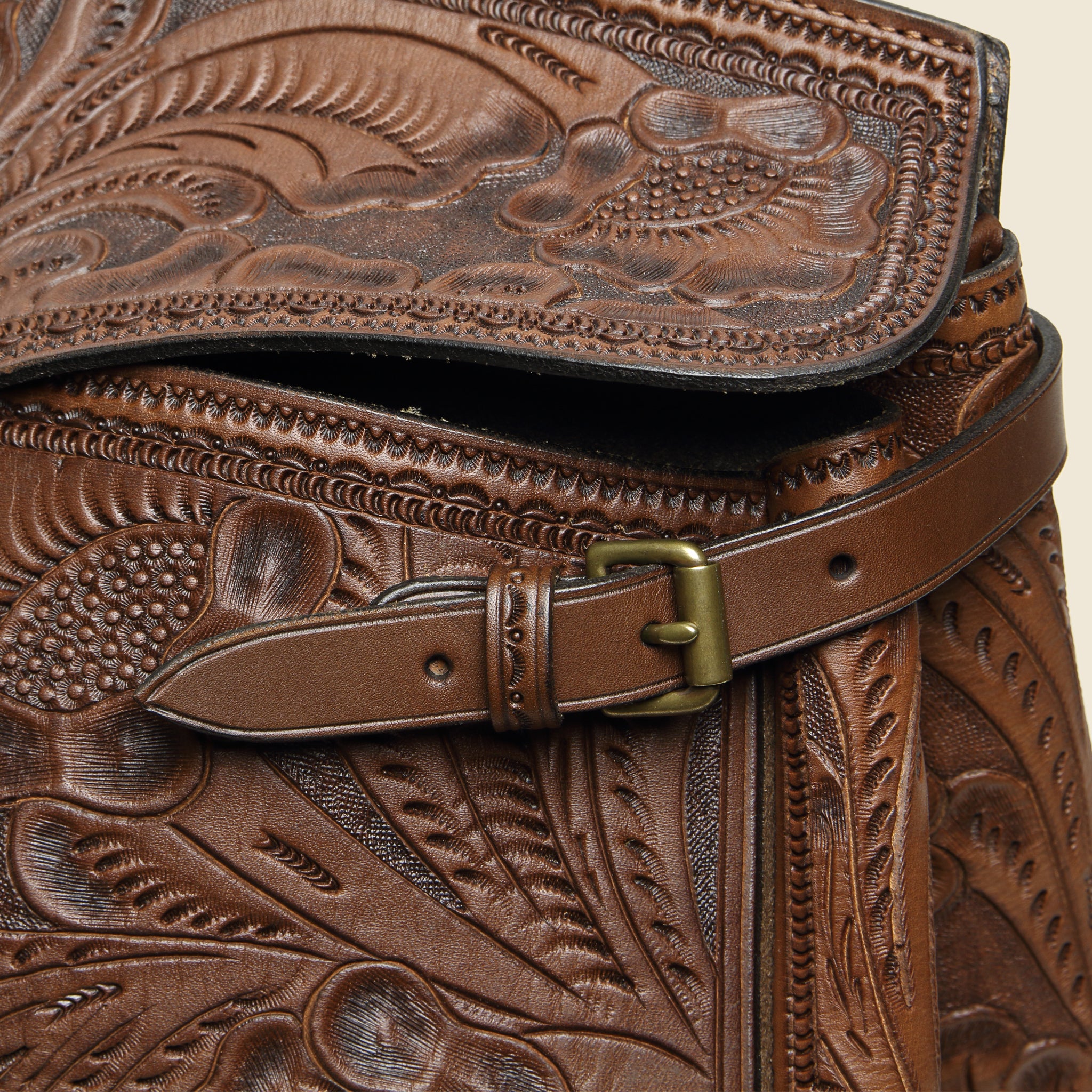 Hand-Tooled Leather Pecos Duffle Bag - Saddle Brown - RRL - STAG Provisions - Accessories - Bags / Luggage