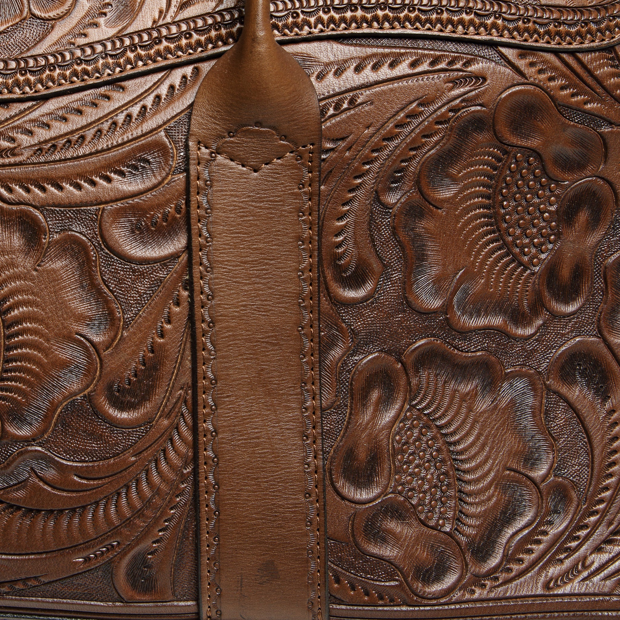 
                          Hand-Tooled Leather Pecos Duffle Bag - Saddle Brown - RRL - STAG Provisions - Accessories - Bags / Luggage
                        