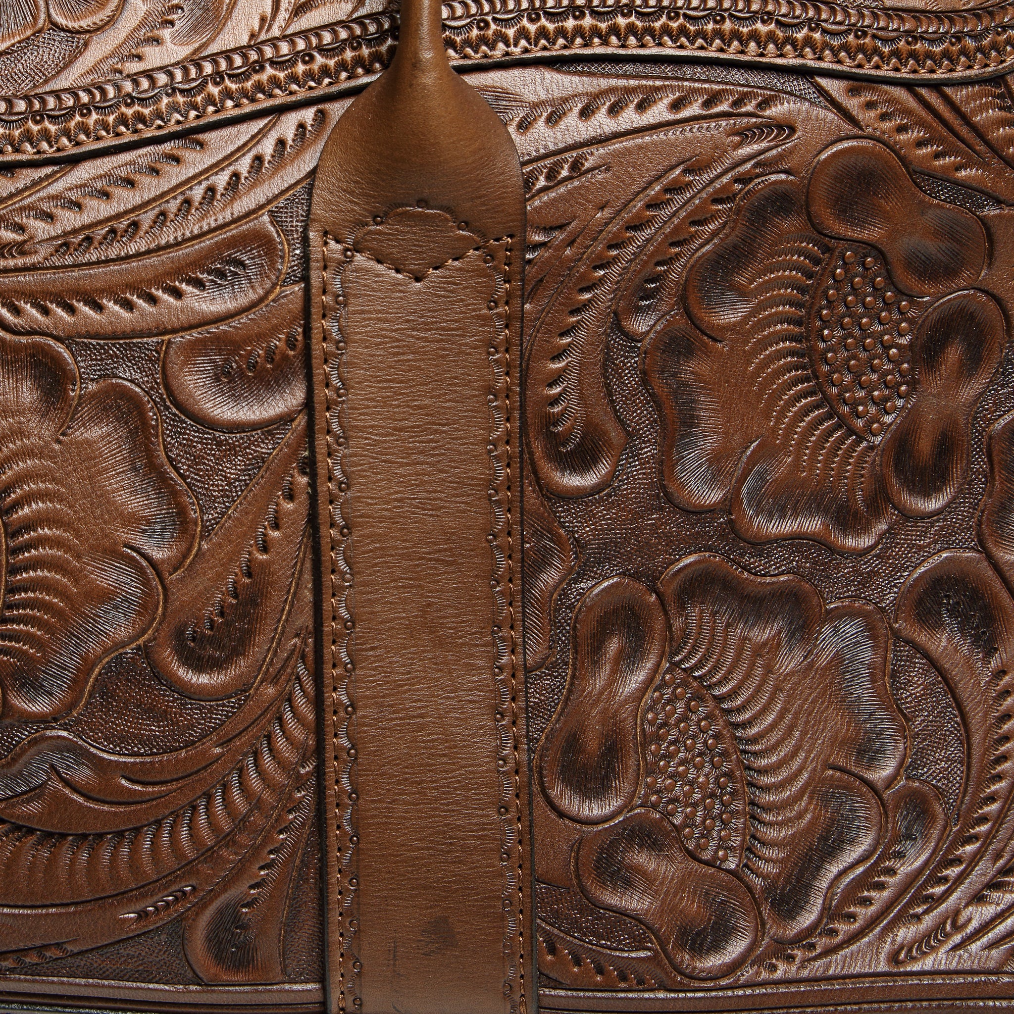 Hand-Tooled Leather Pecos Duffle Bag - Saddle Brown - RRL - STAG Provisions - Accessories - Bags / Luggage