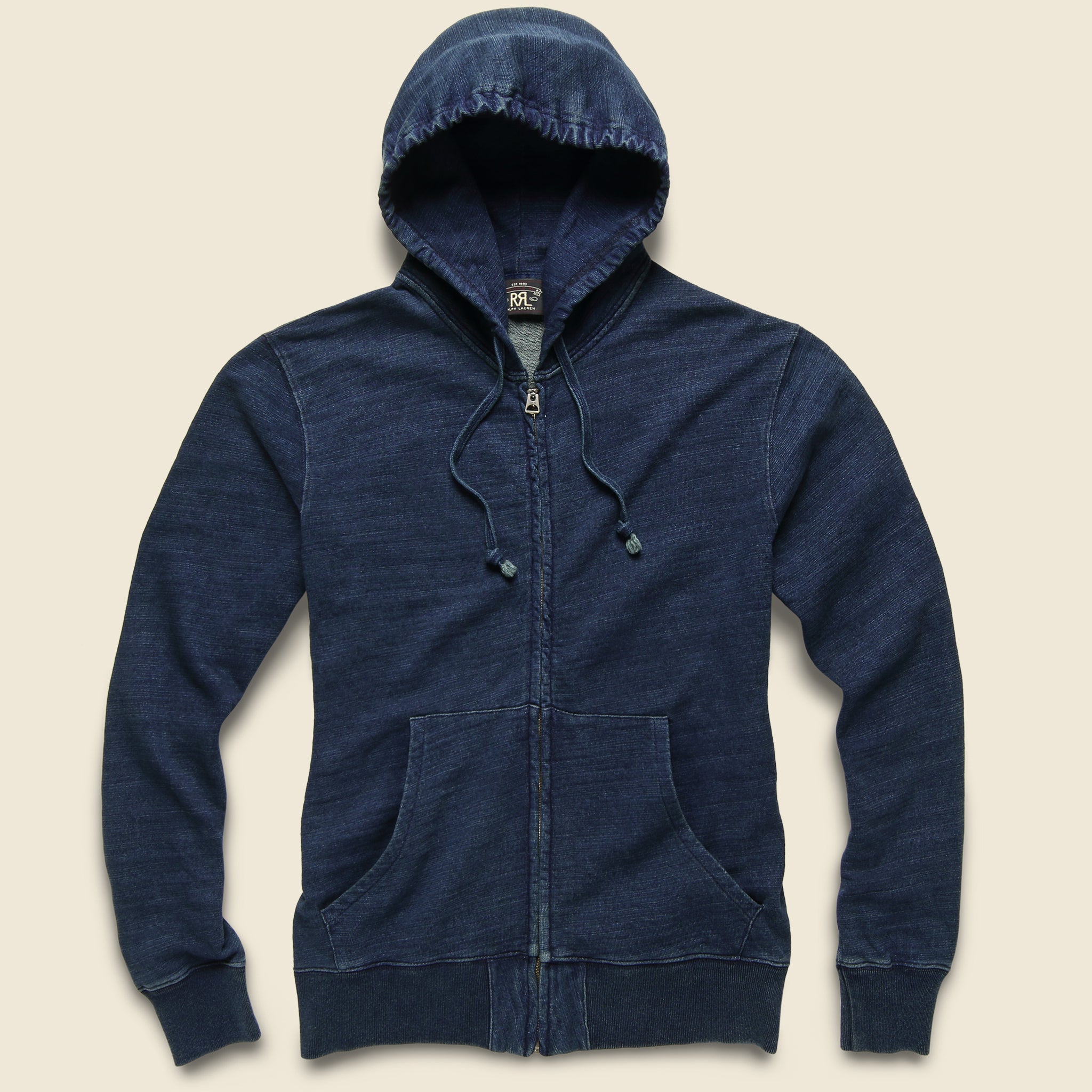 French Terry Zip Hoodie - Washed Indigo - RRL - STAG Provisions - Tops - Fleece / Sweatshirt