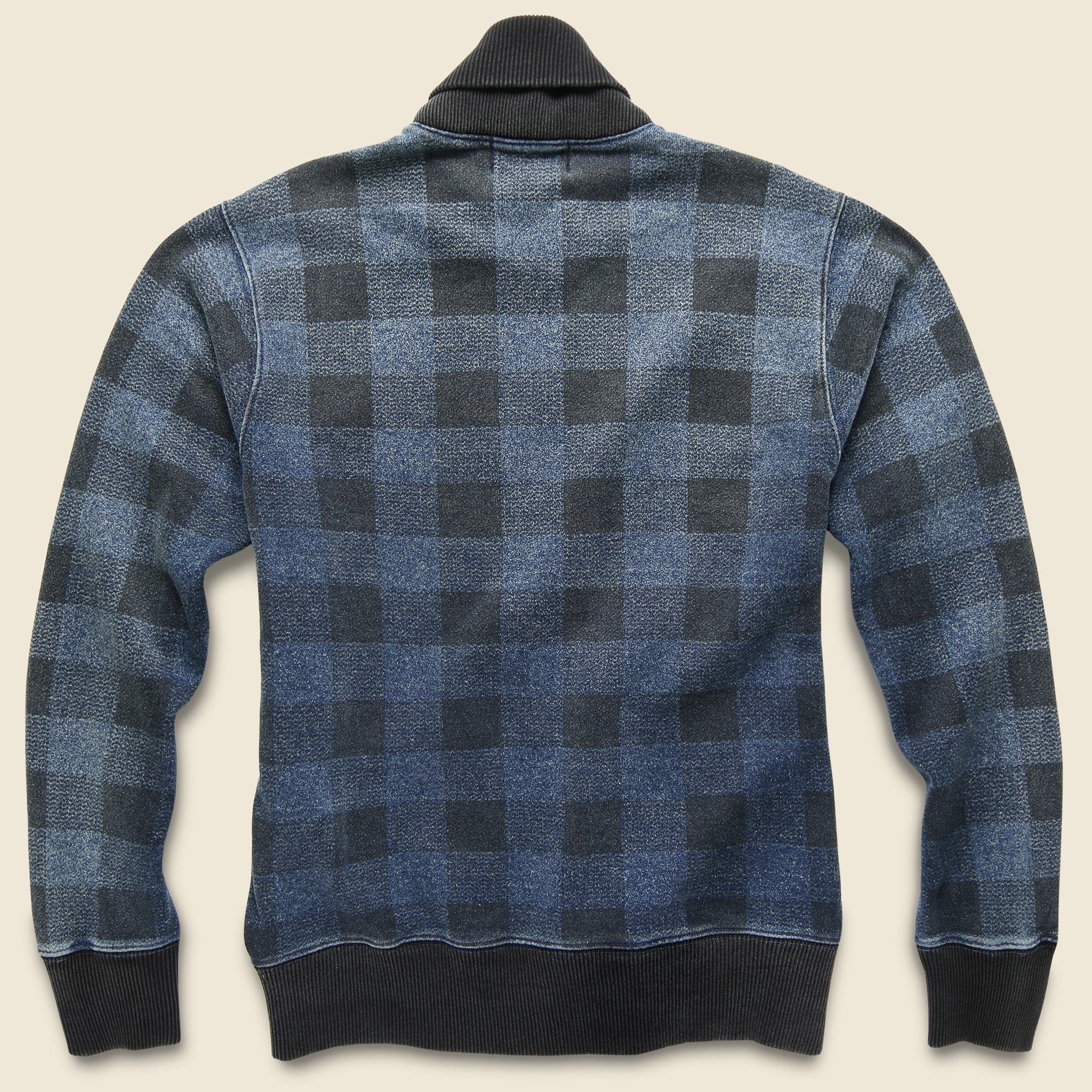 
                          Buffalo Plaid Zip Cardigan - Washed Indigo - RRL - STAG Provisions - Tops - Sweater
                        